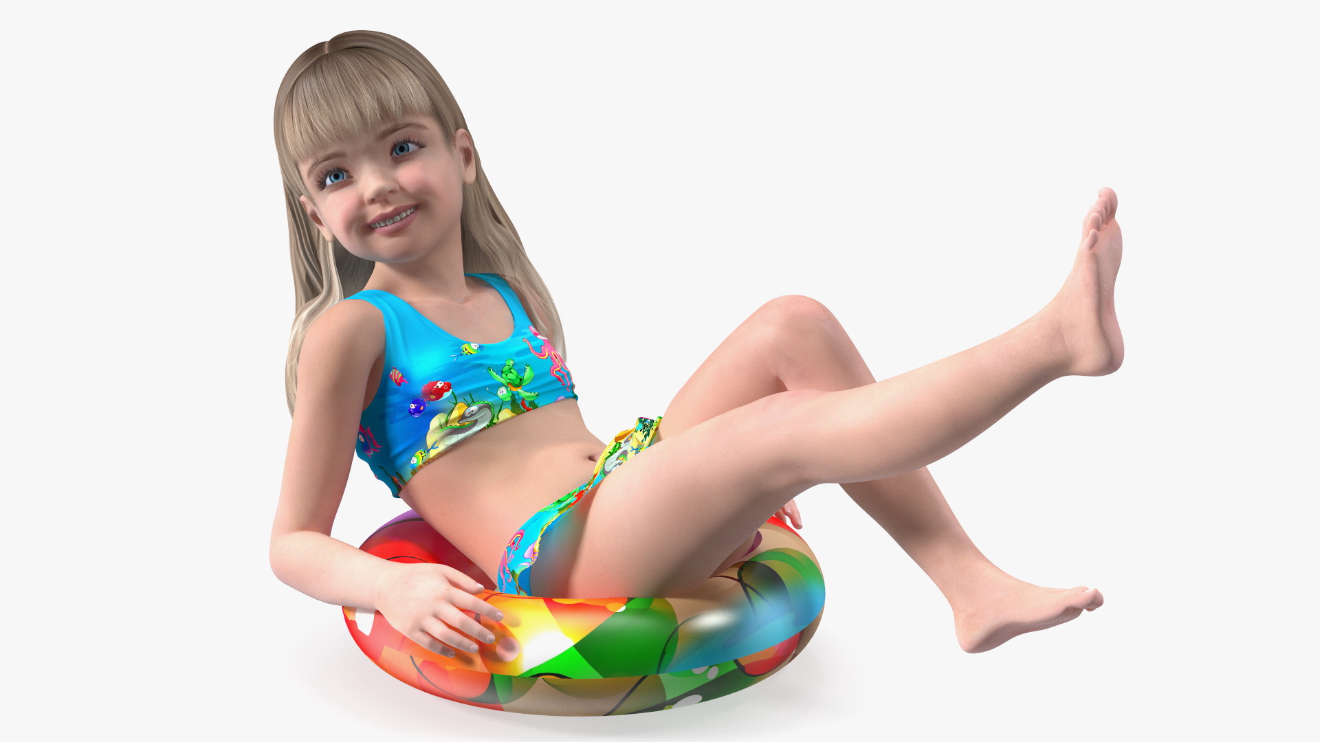 3D Swims Child Girl Beach Style model