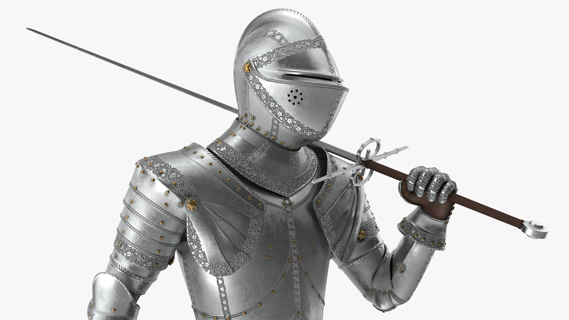 3D model Polished Knight Plate Armor Walking Pose