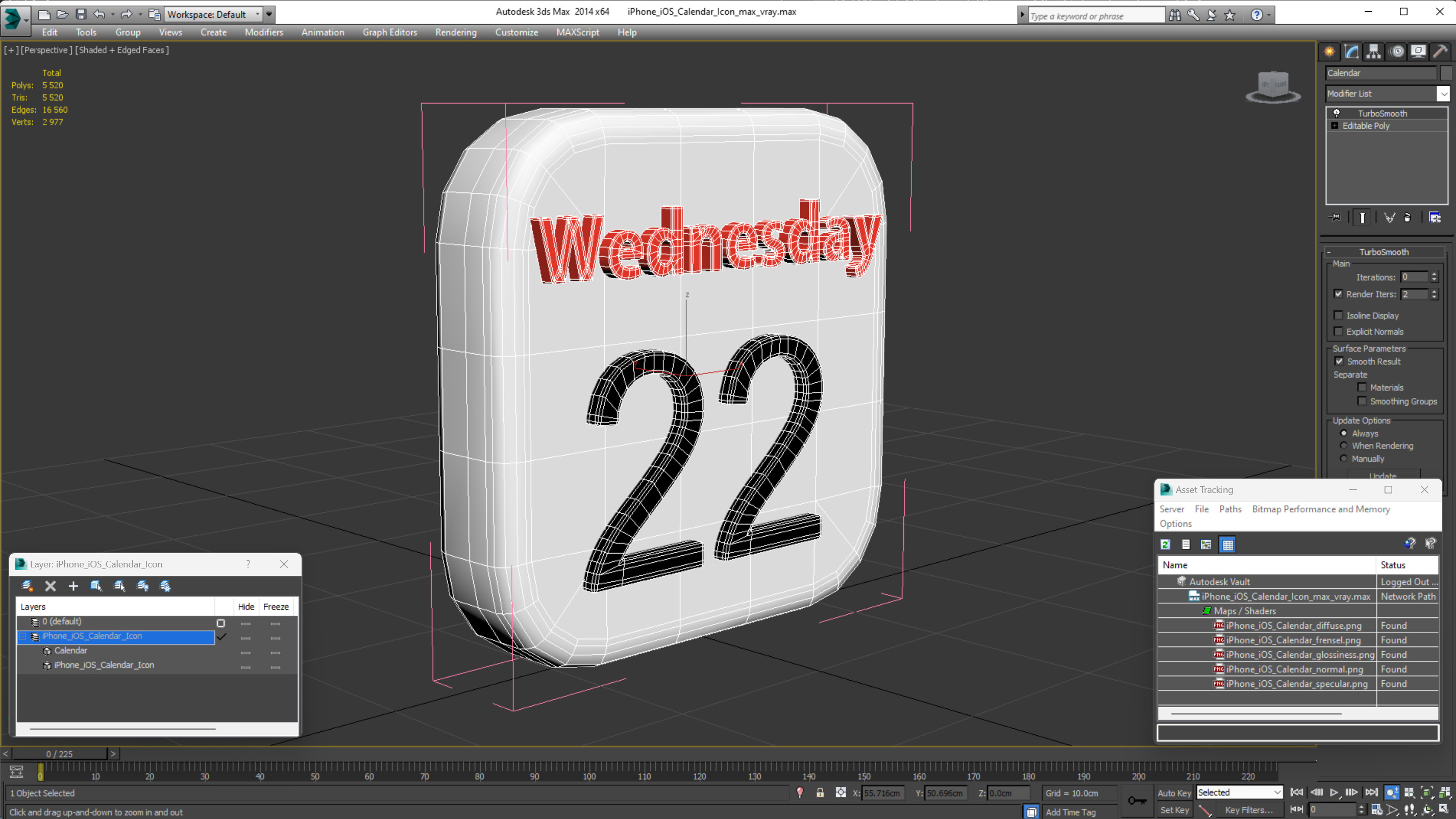 iPhone iOS Calendar Icon 3D model