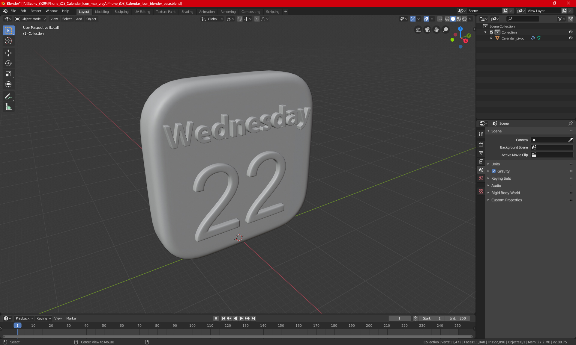 iPhone iOS Calendar Icon 3D model