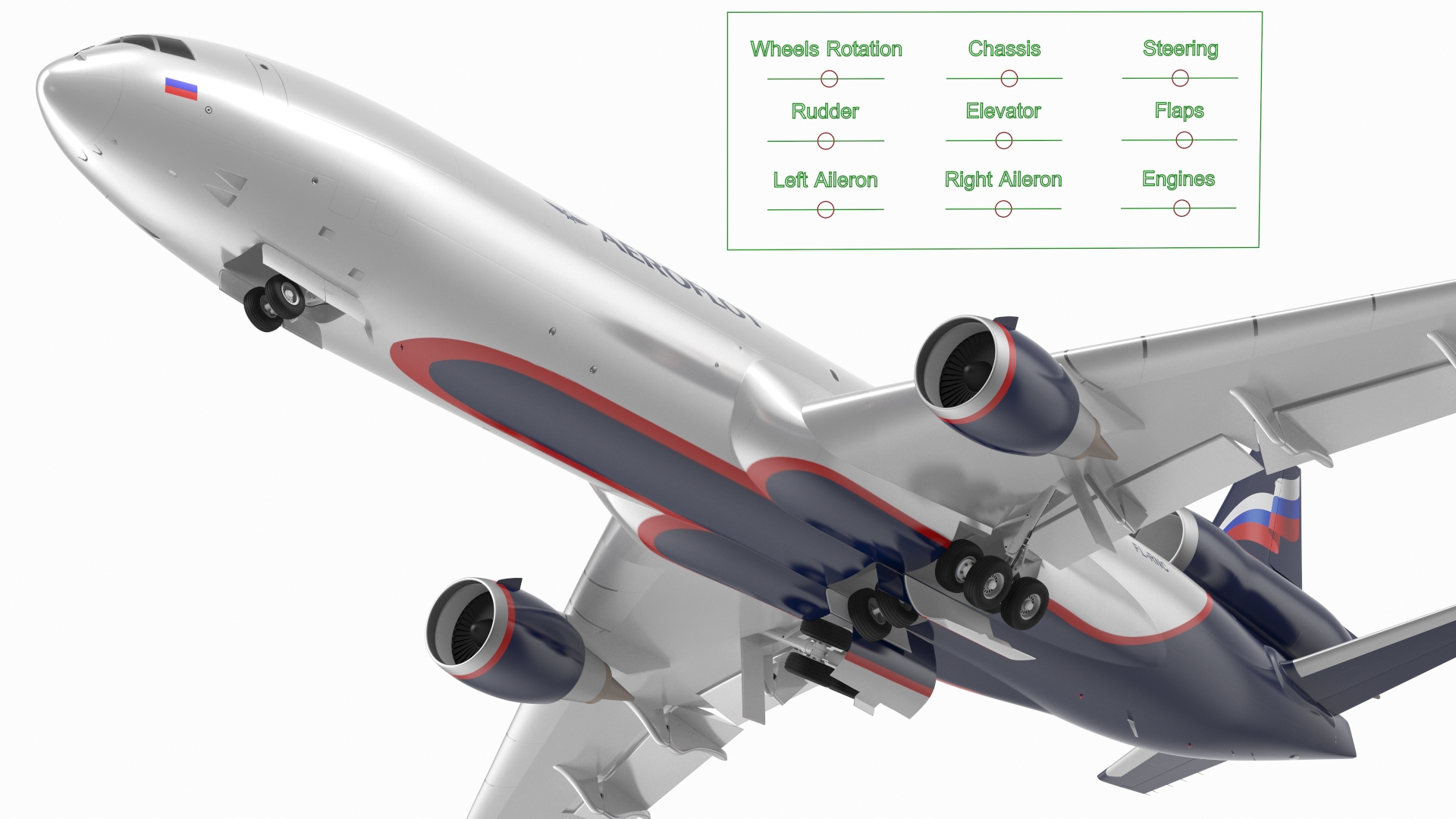 3D model McDonnell Douglas MD11 Tri Jet Airliner Aeroflot Rigged