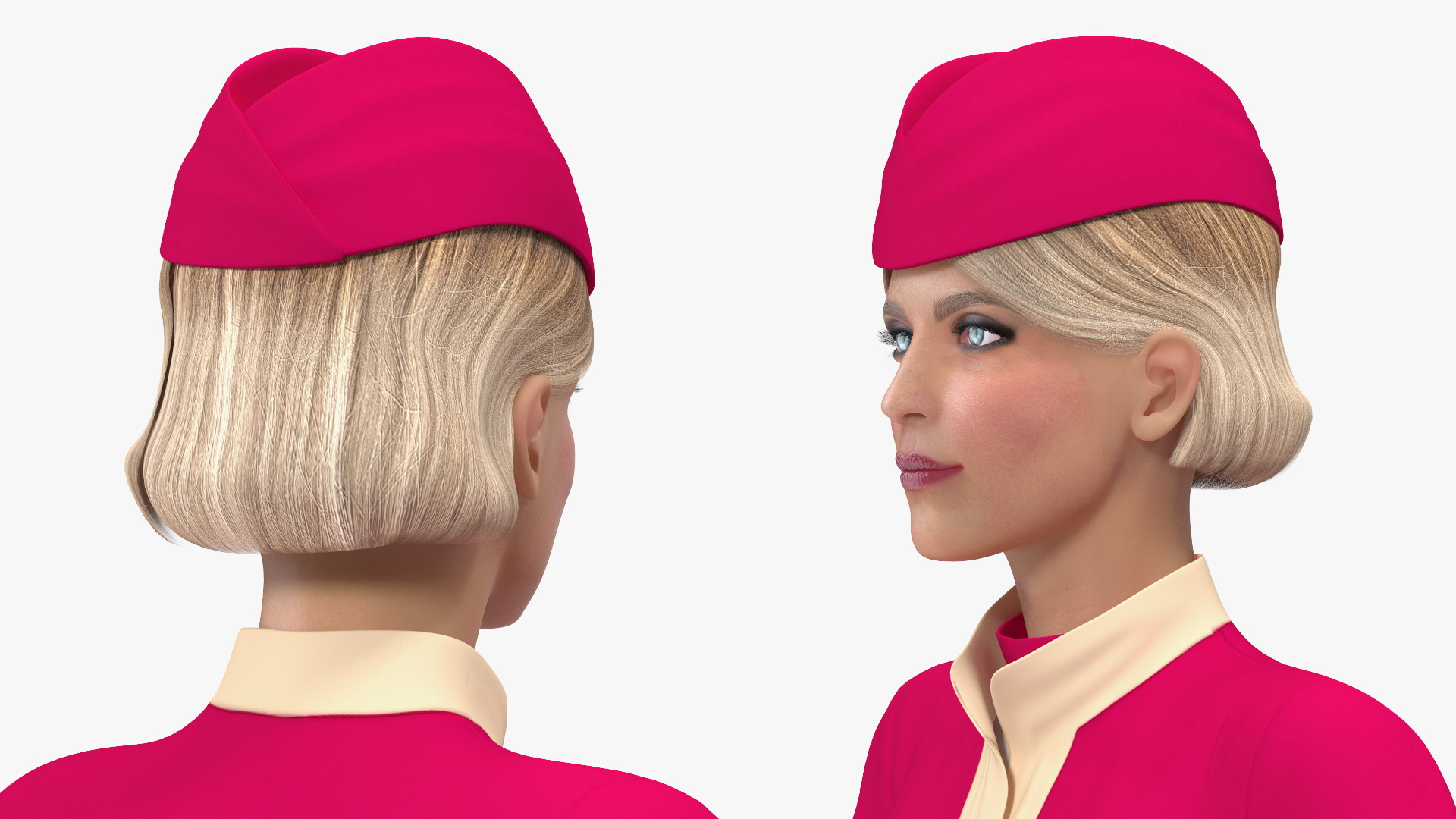 3D model Airline Hostess in Maroon Uniform Rigged