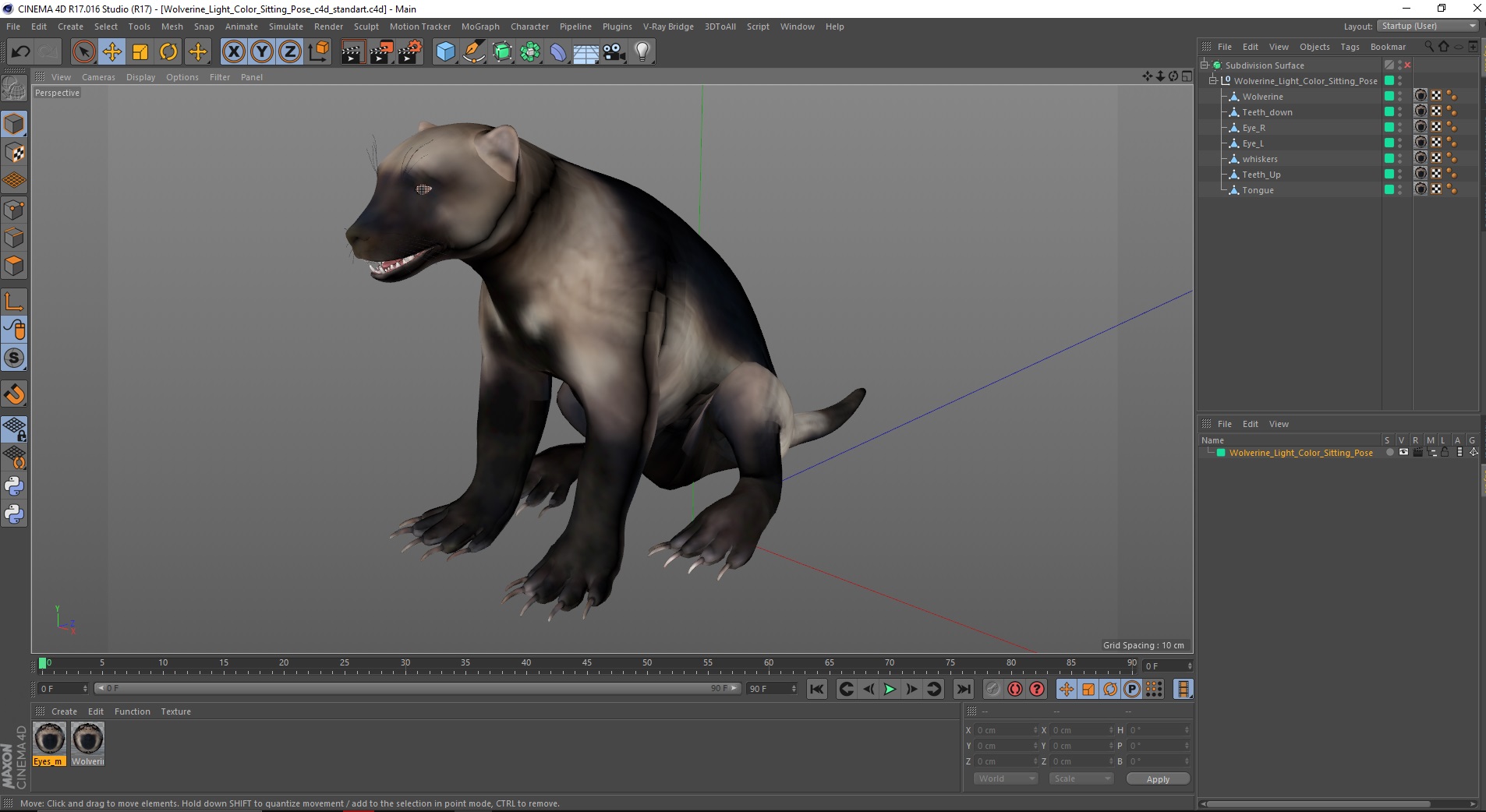 Wolverine Light Color Sitting Pose 3D model