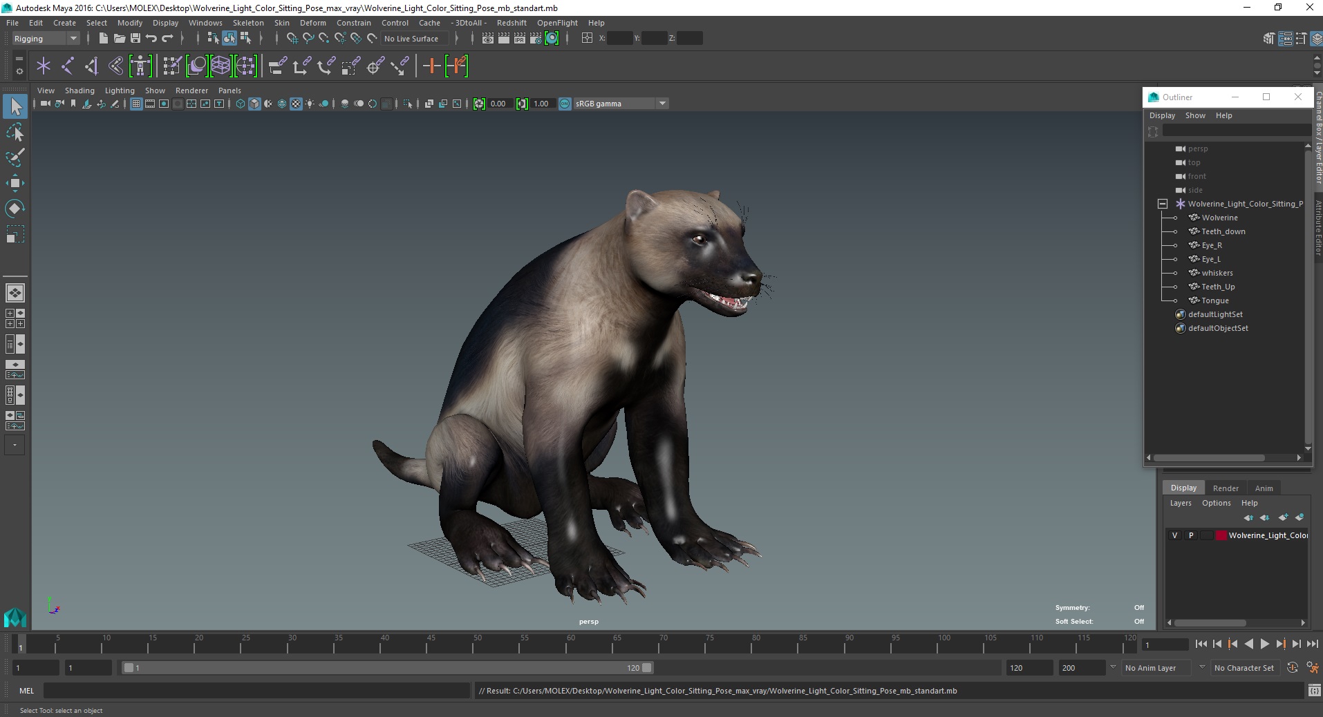 Wolverine Light Color Sitting Pose 3D model