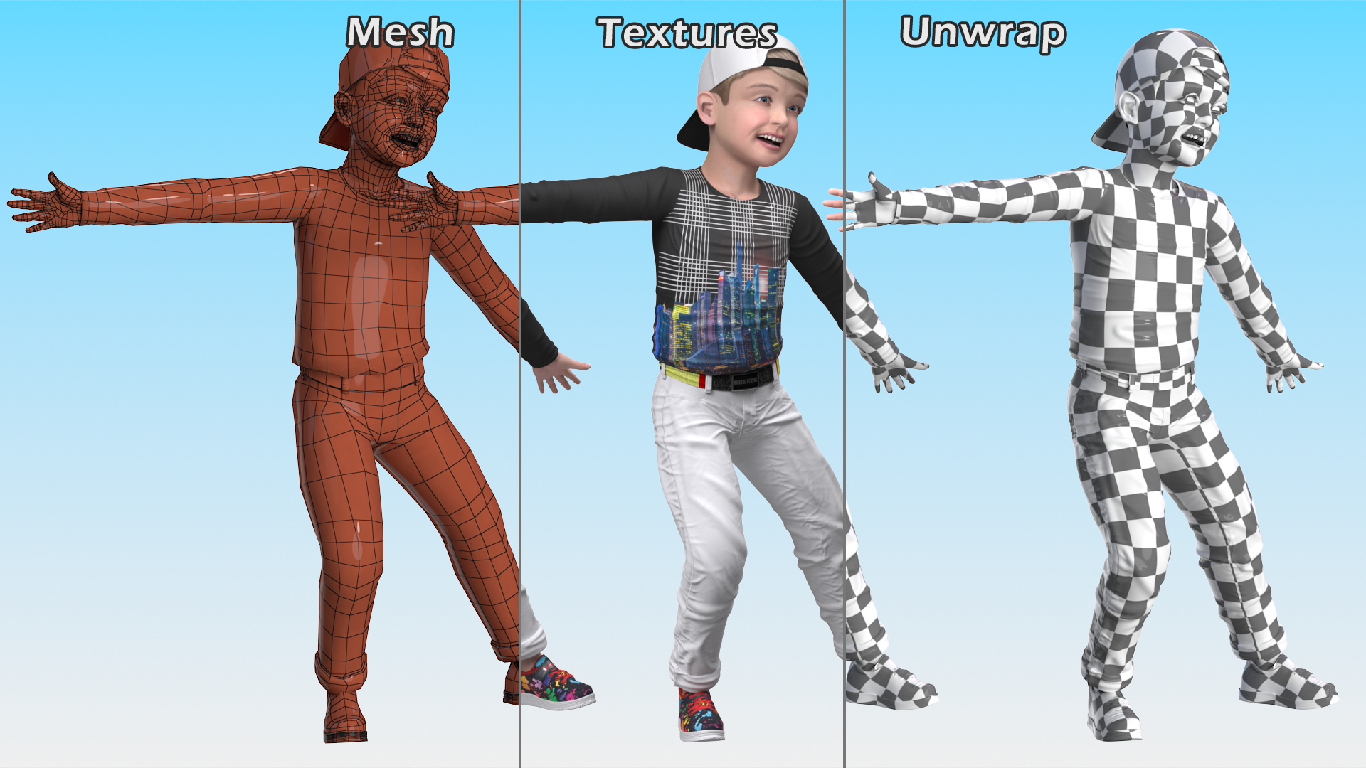 Child Boy Street Style Pose 3D