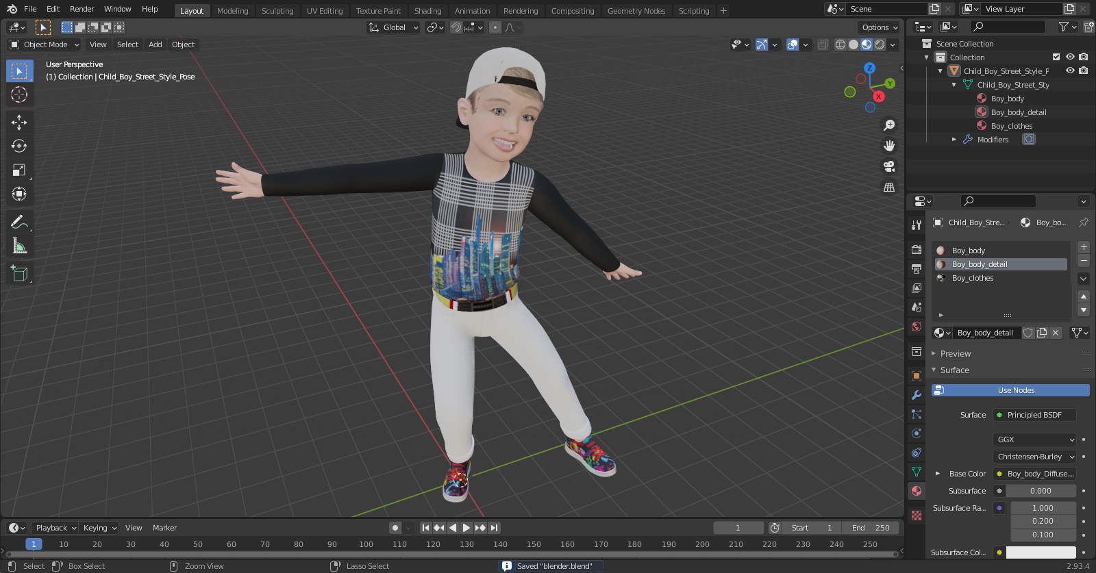 Child Boy Street Style Pose 3D