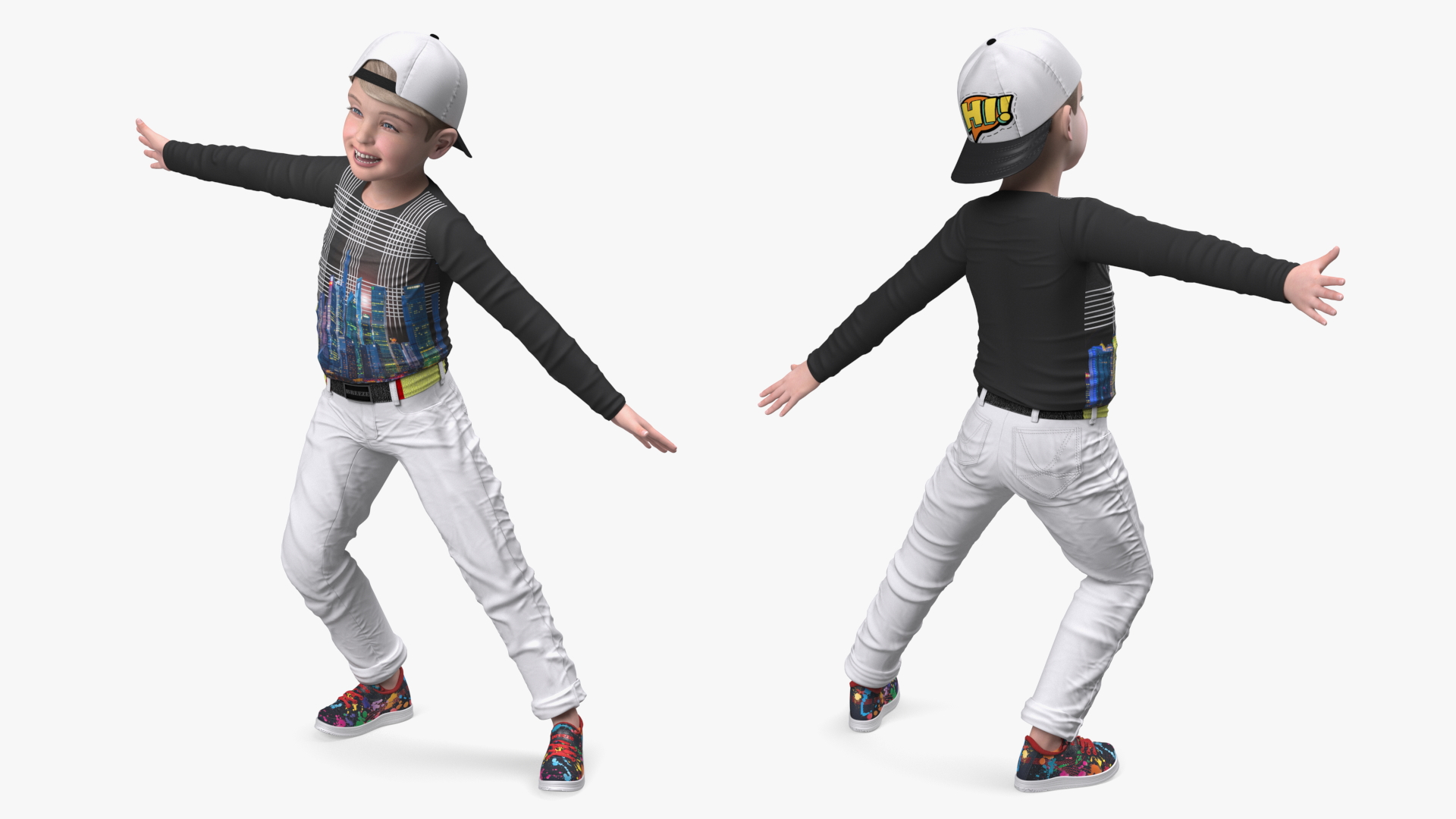 Child Boy Street Style Pose 3D