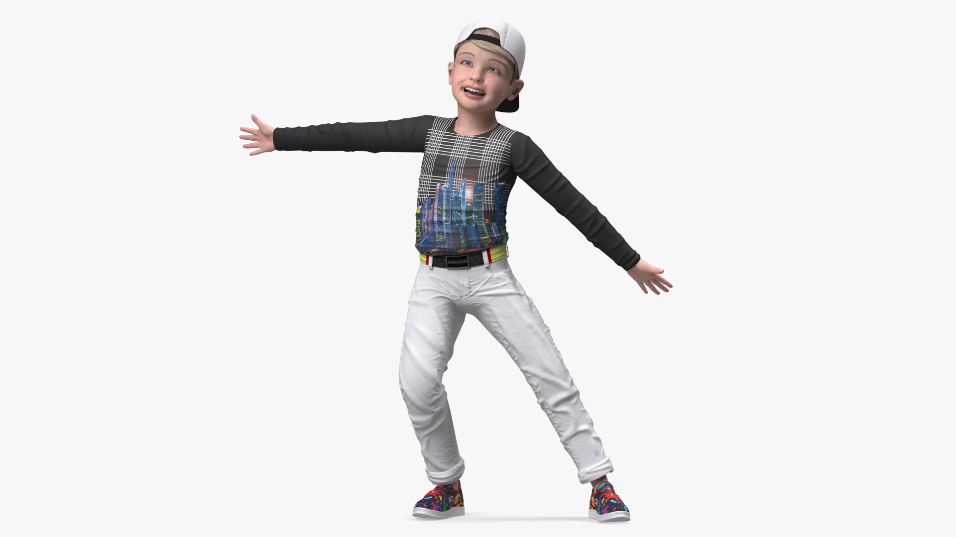 Child Boy Street Style Pose 3D