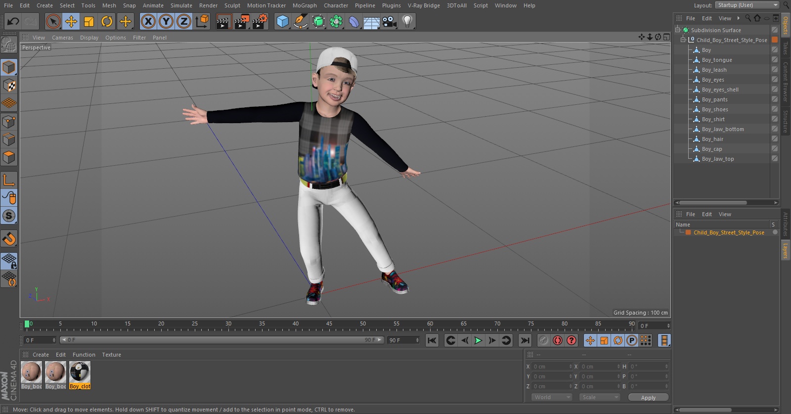 Child Boy Street Style Pose 3D