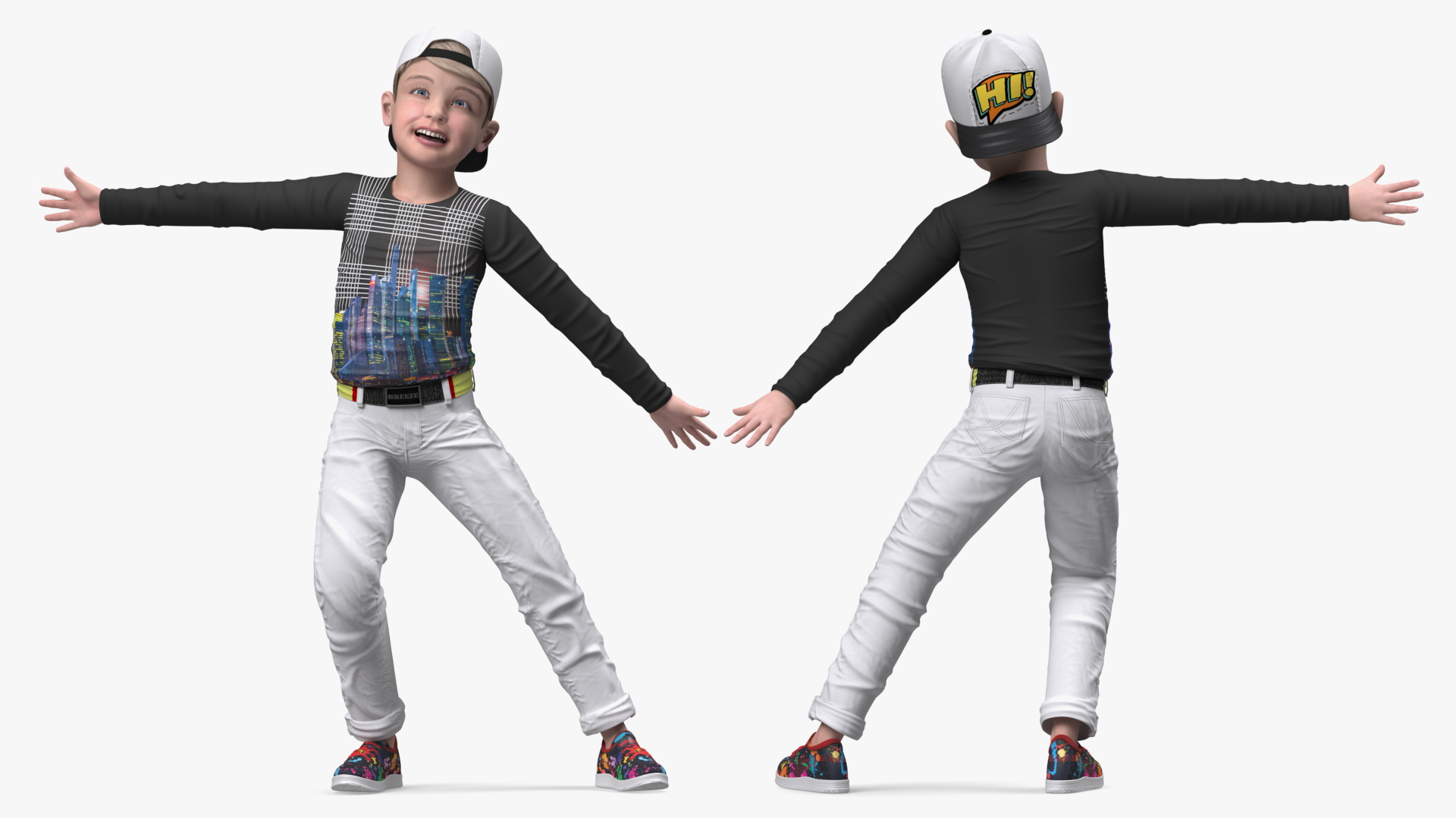 Child Boy Street Style Pose 3D