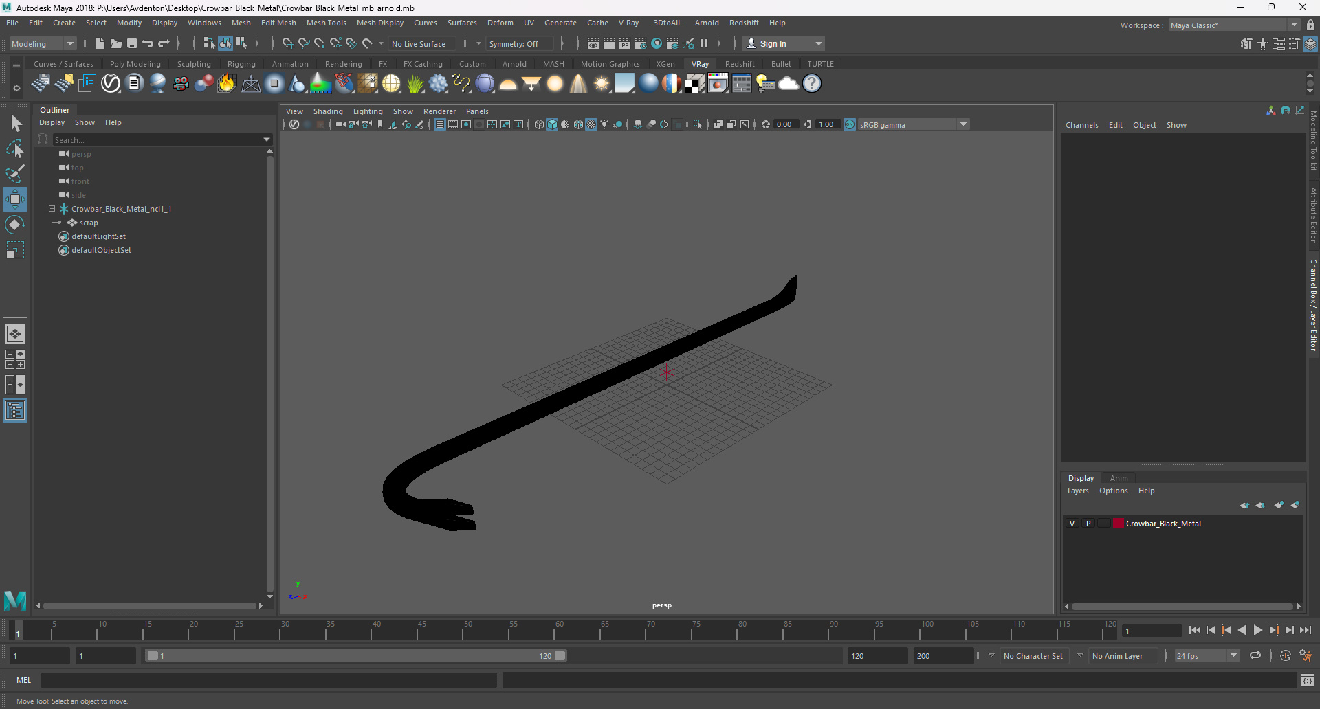 Crowbar Black Metal 3D model