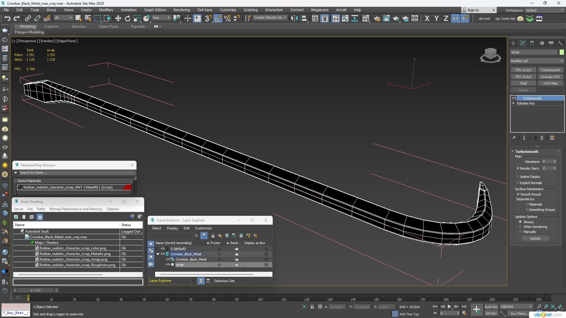 Crowbar Black Metal 3D model