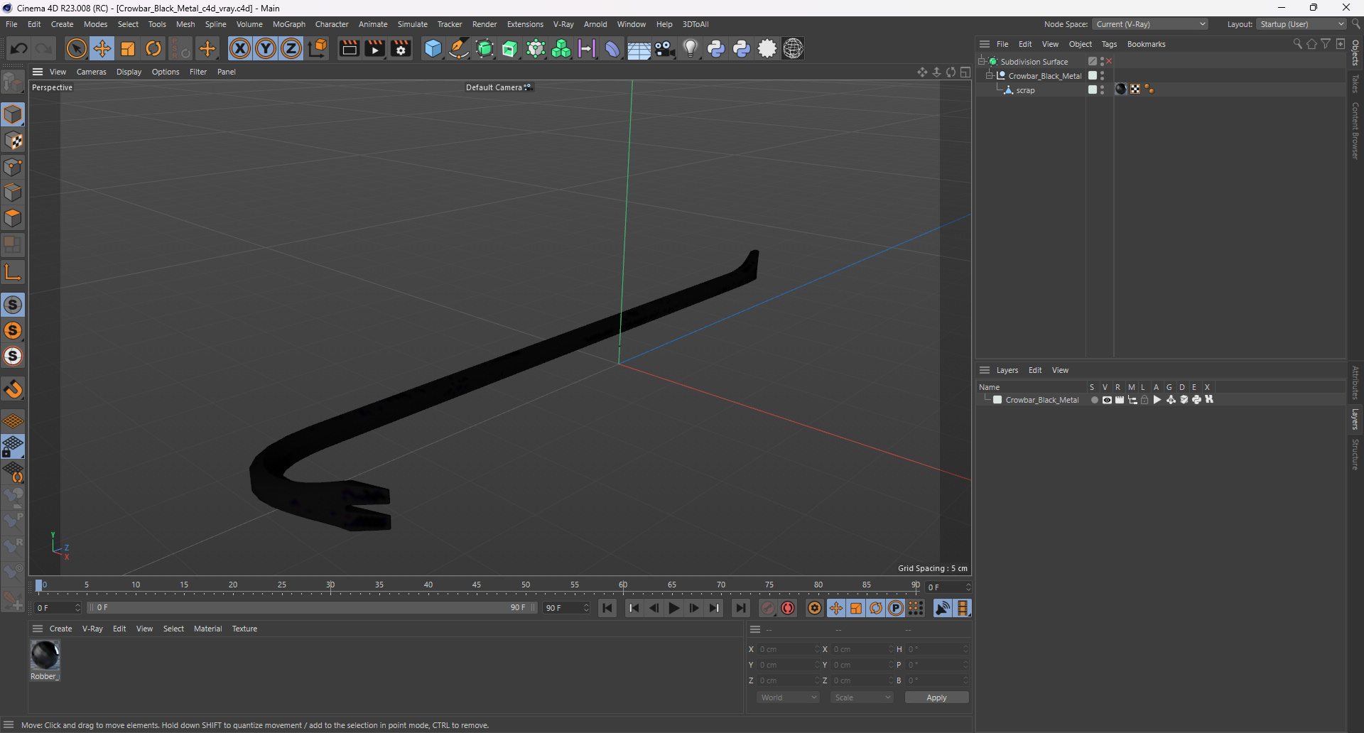 Crowbar Black Metal 3D model
