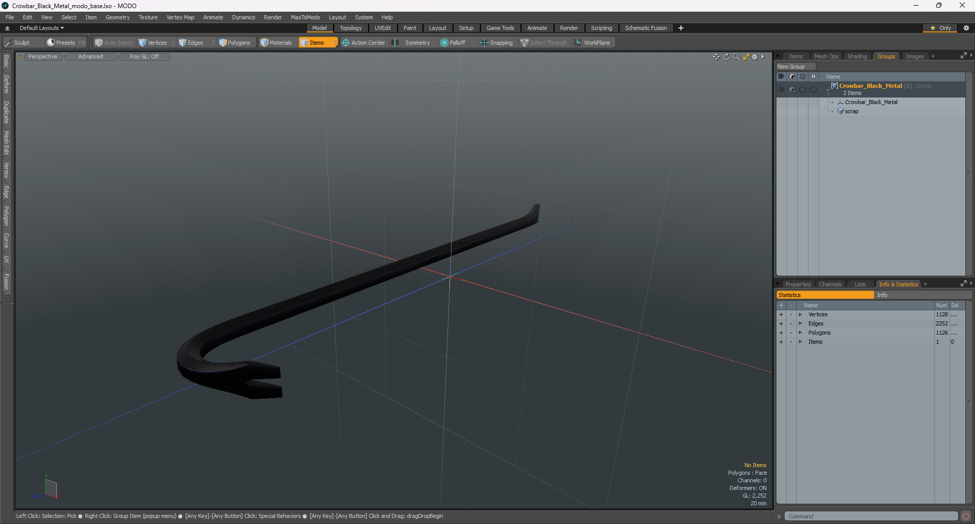 Crowbar Black Metal 3D model