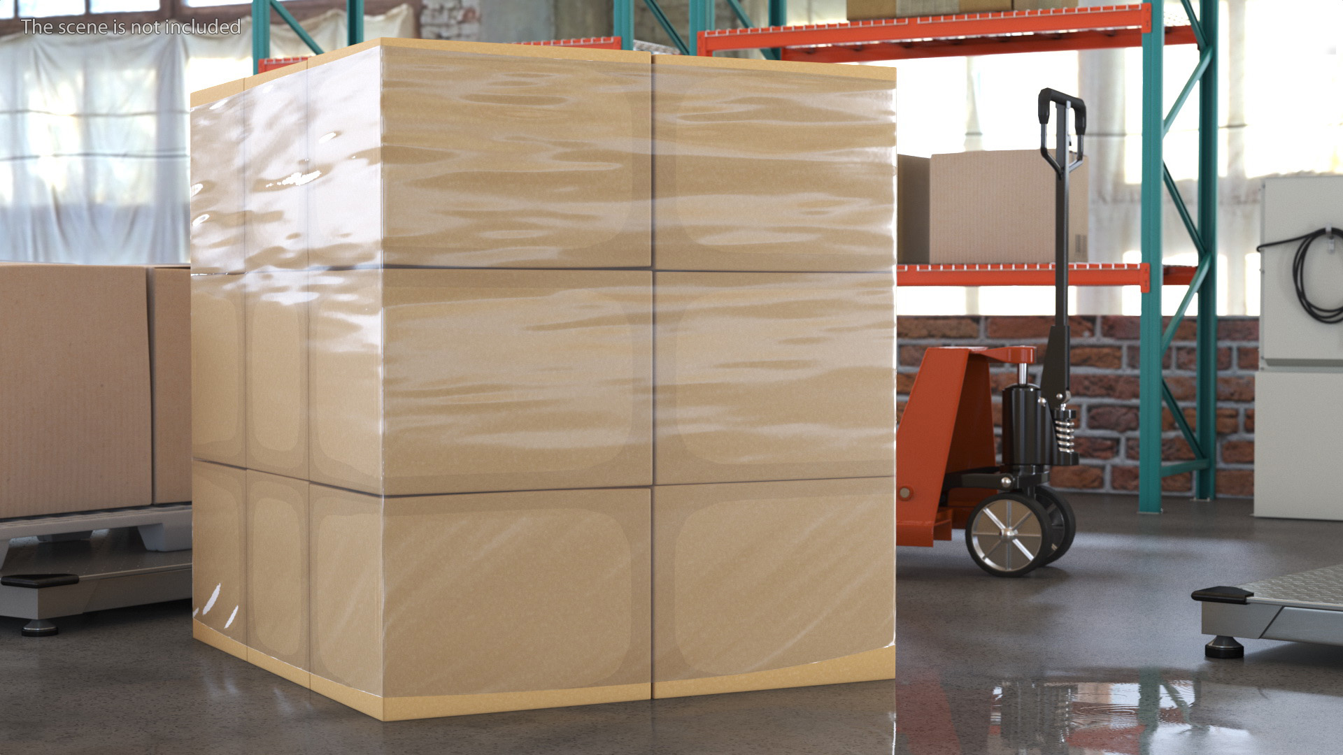 3D Carton Boxes Wrapped in Stretch Film
