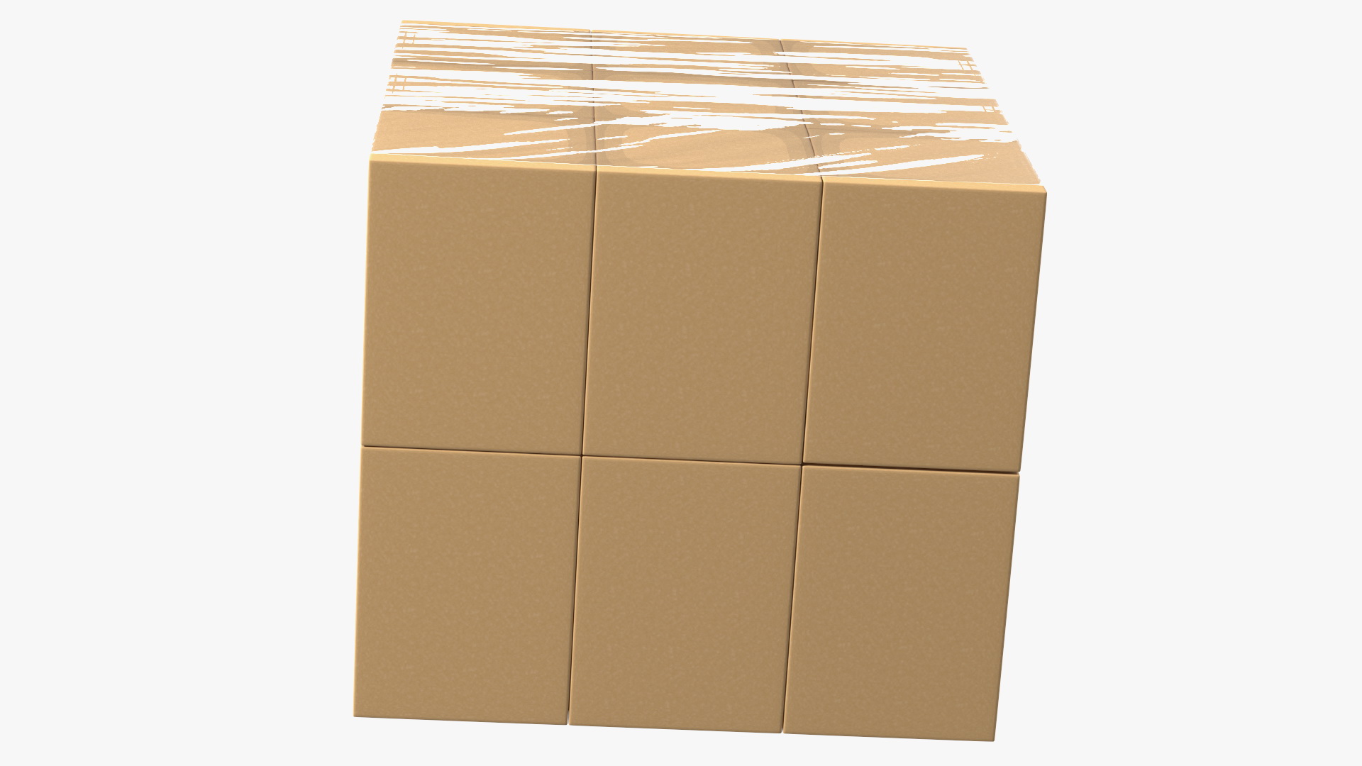 3D Carton Boxes Wrapped in Stretch Film