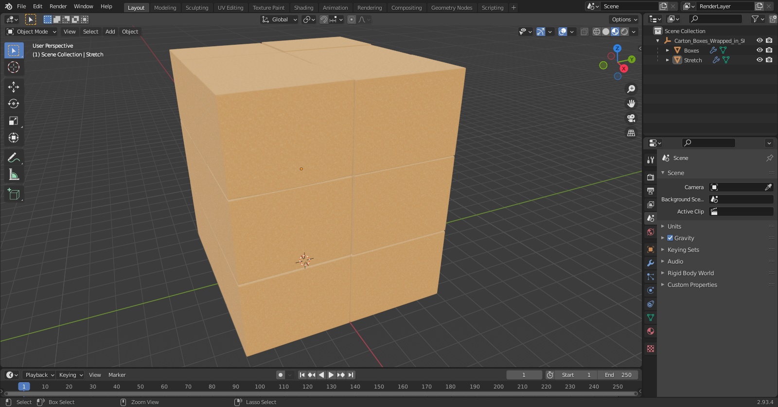 3D Carton Boxes Wrapped in Stretch Film