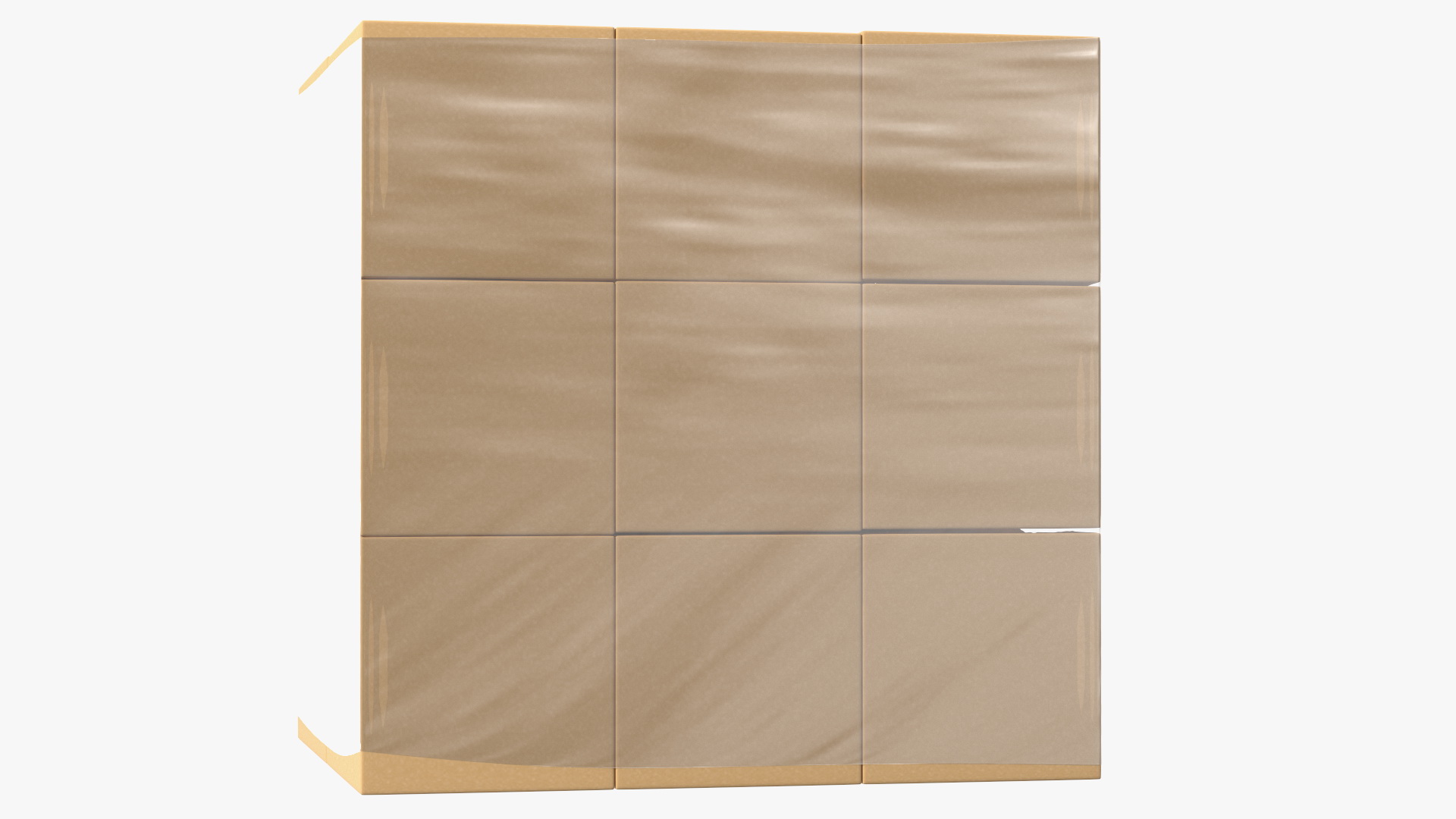 3D Carton Boxes Wrapped in Stretch Film