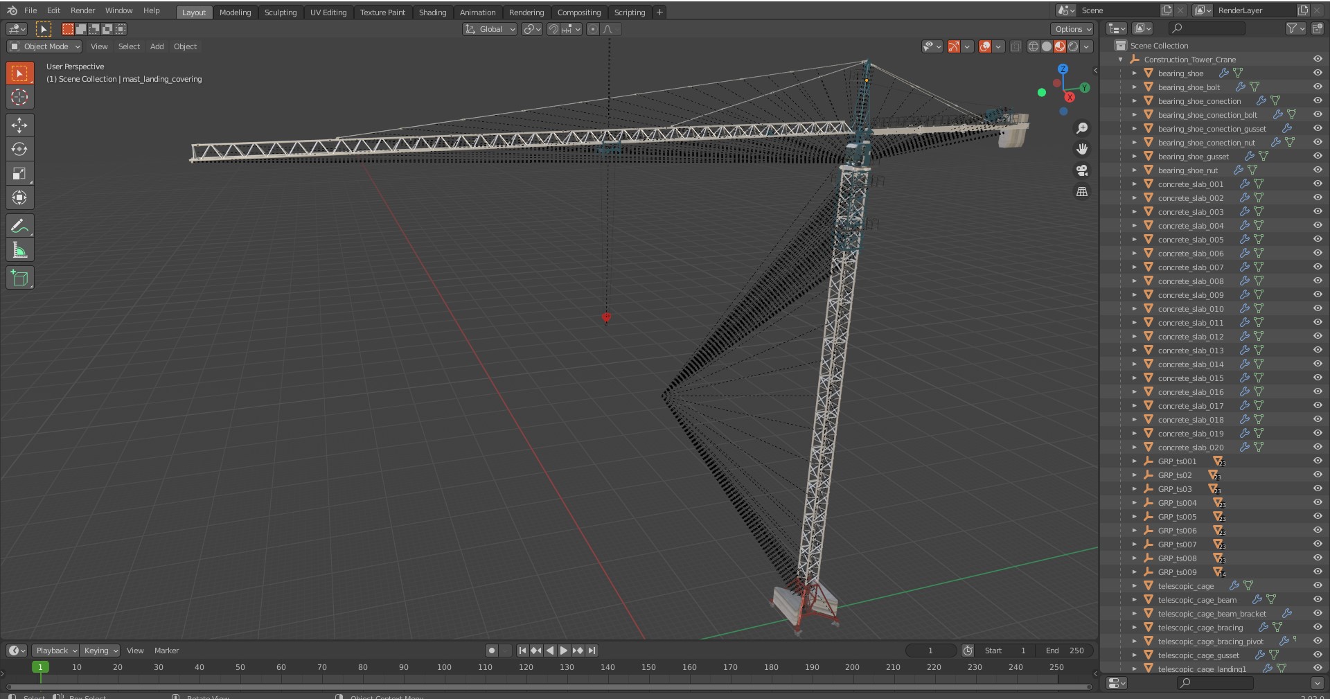 Construction Tower Crane 3D model
