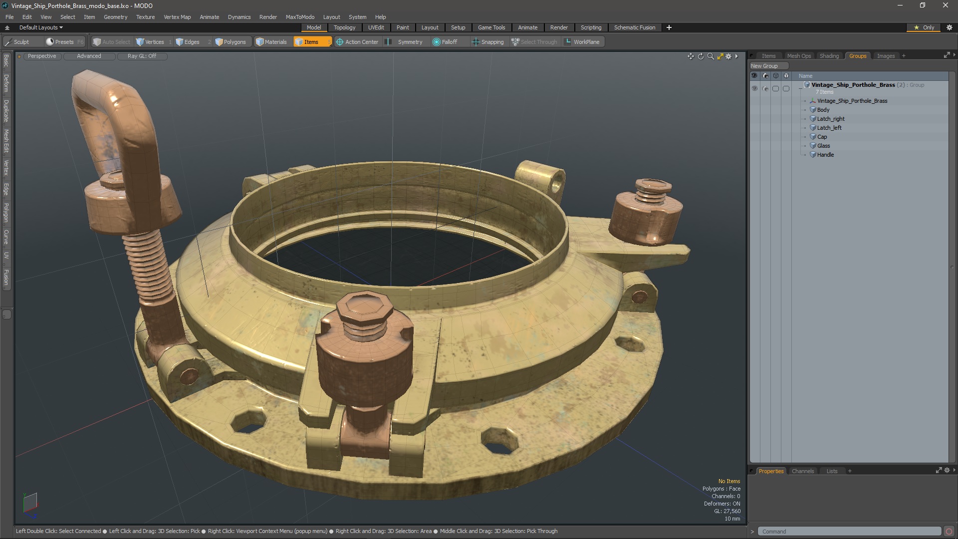 Vintage Ship Porthole Brass 3D