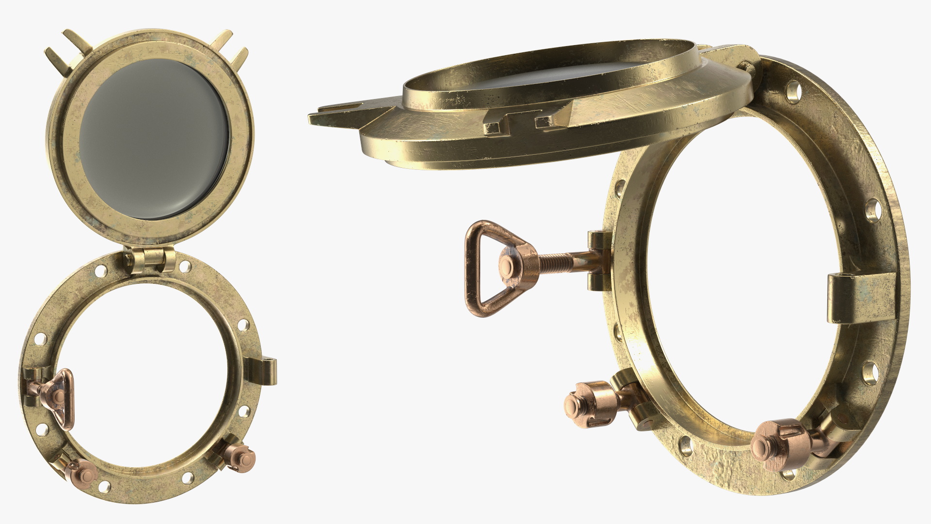 Vintage Ship Porthole Brass 3D