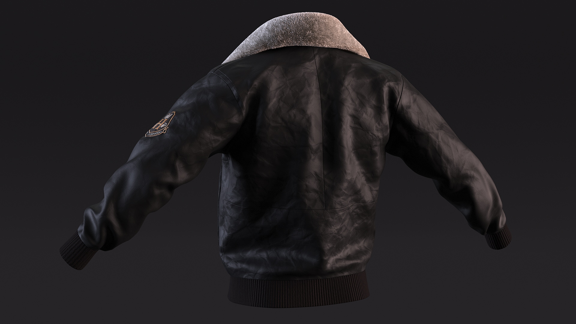 3D Aviator Flying Jacket Black Fur