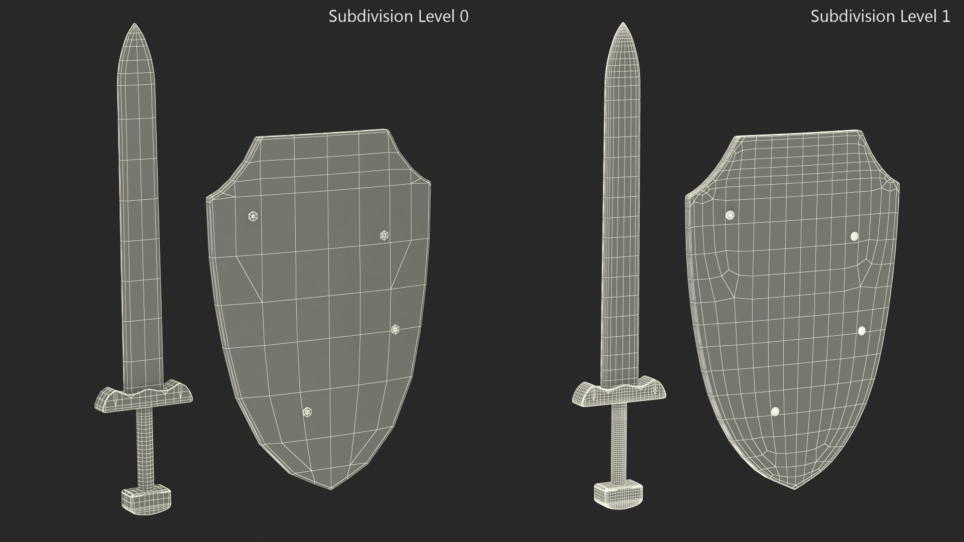 Toy Wooden Sword and Shield 3D