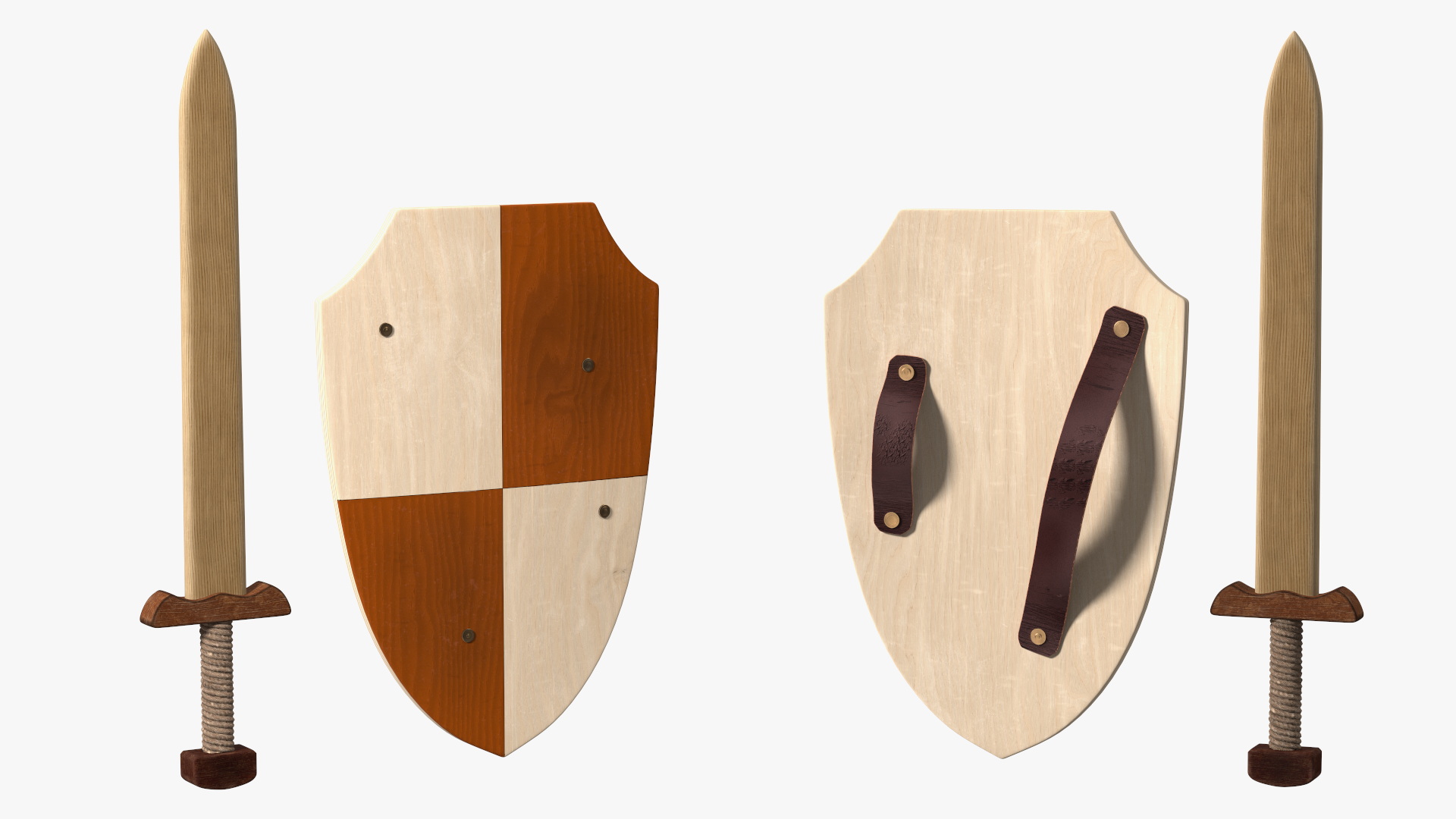 Toy Wooden Sword and Shield 3D