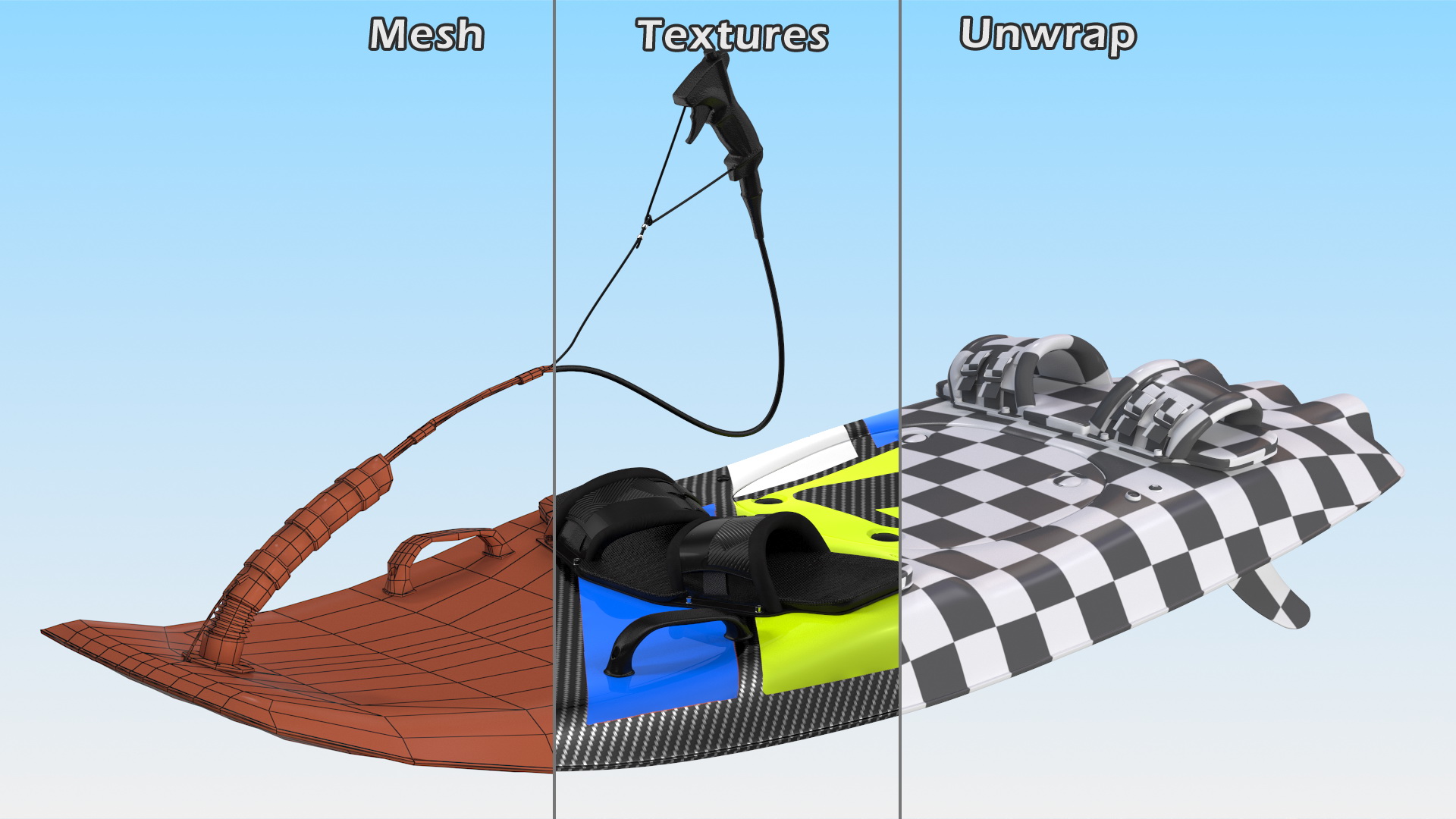 3D Motorised Carbon Fiber Surfboard Green model