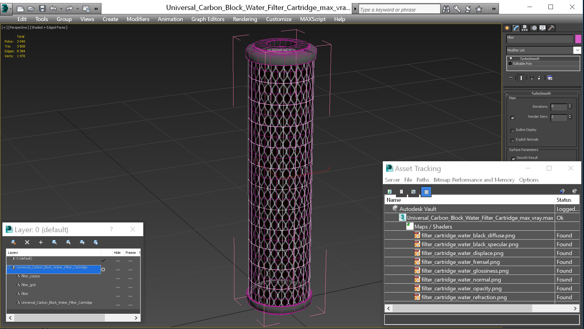 3D model Universal Carbon Block Water Filter Cartridge