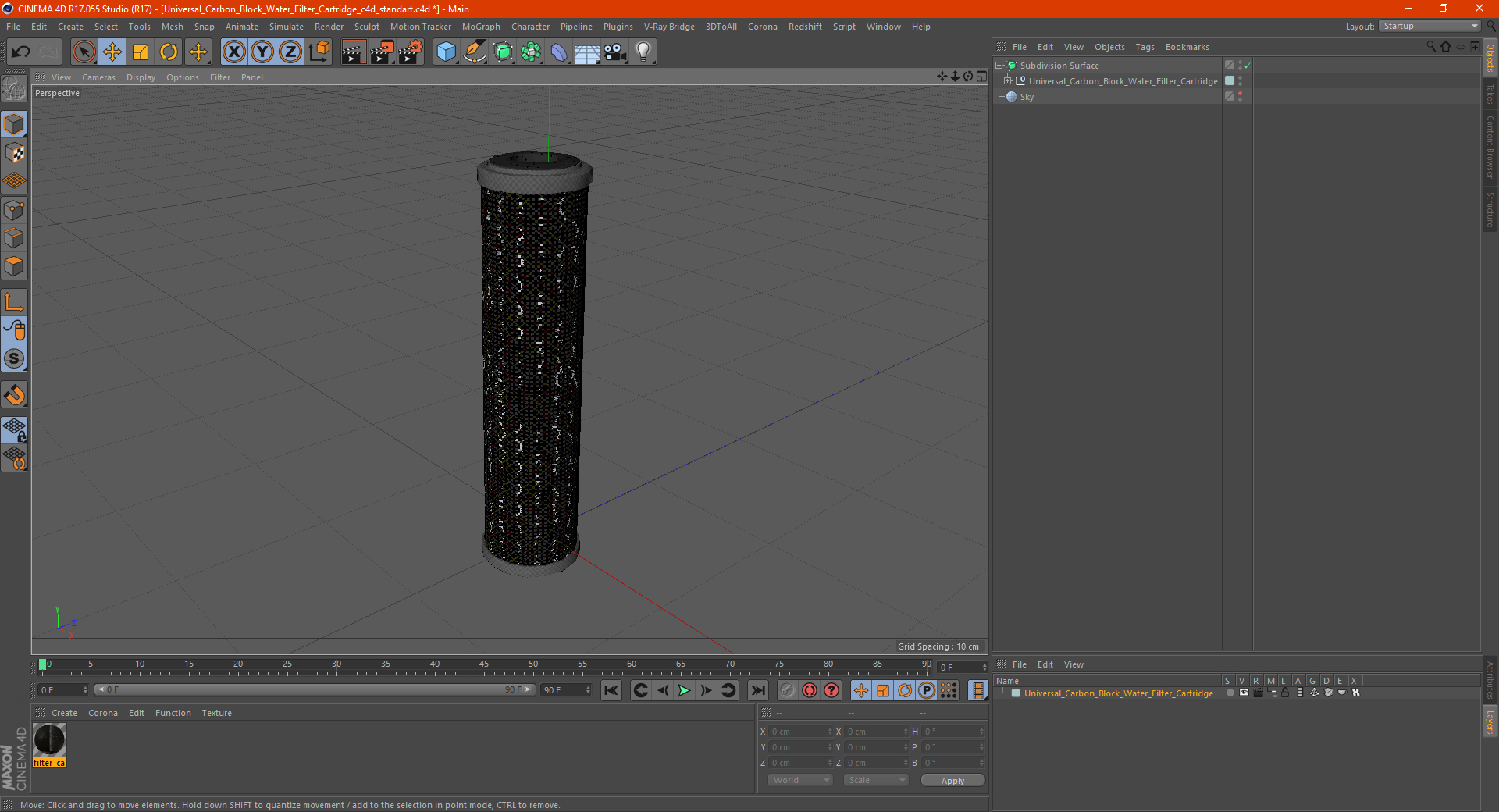 3D model Universal Carbon Block Water Filter Cartridge