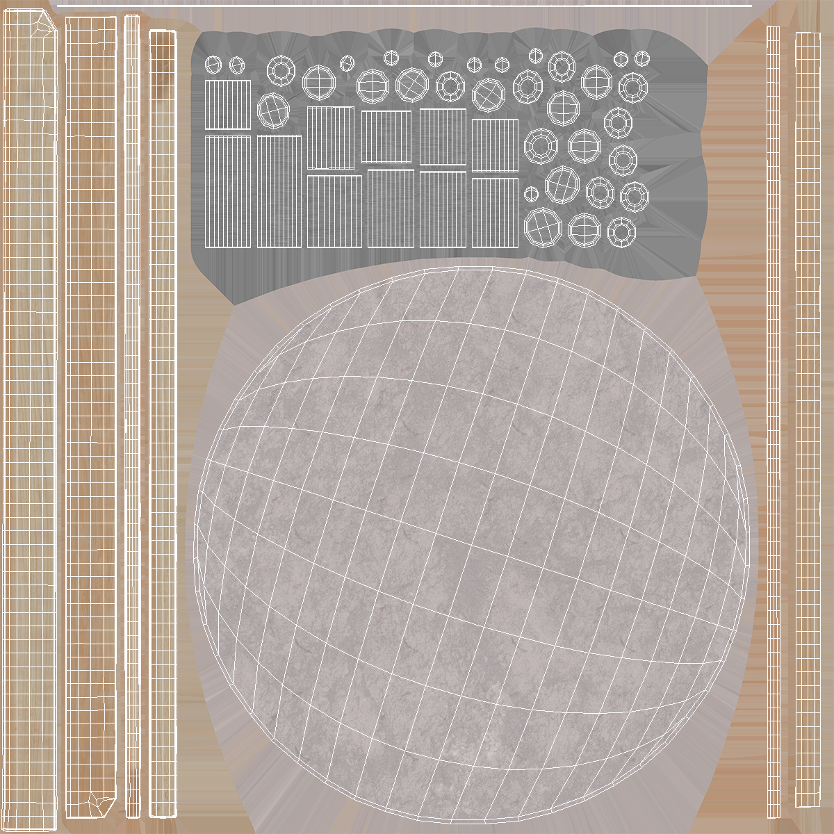 3D Fresh Raw Dough on Wooden Board and Sieve
