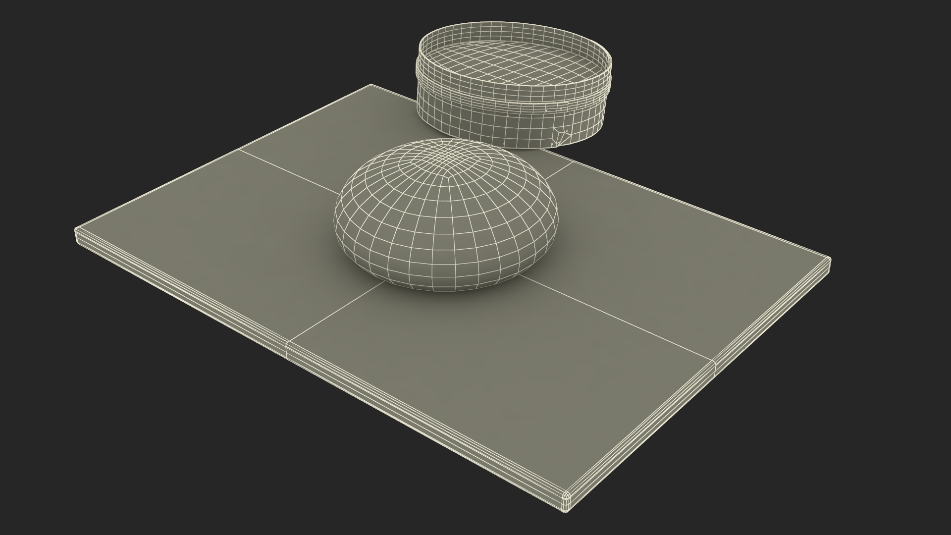 3D Fresh Raw Dough on Wooden Board and Sieve