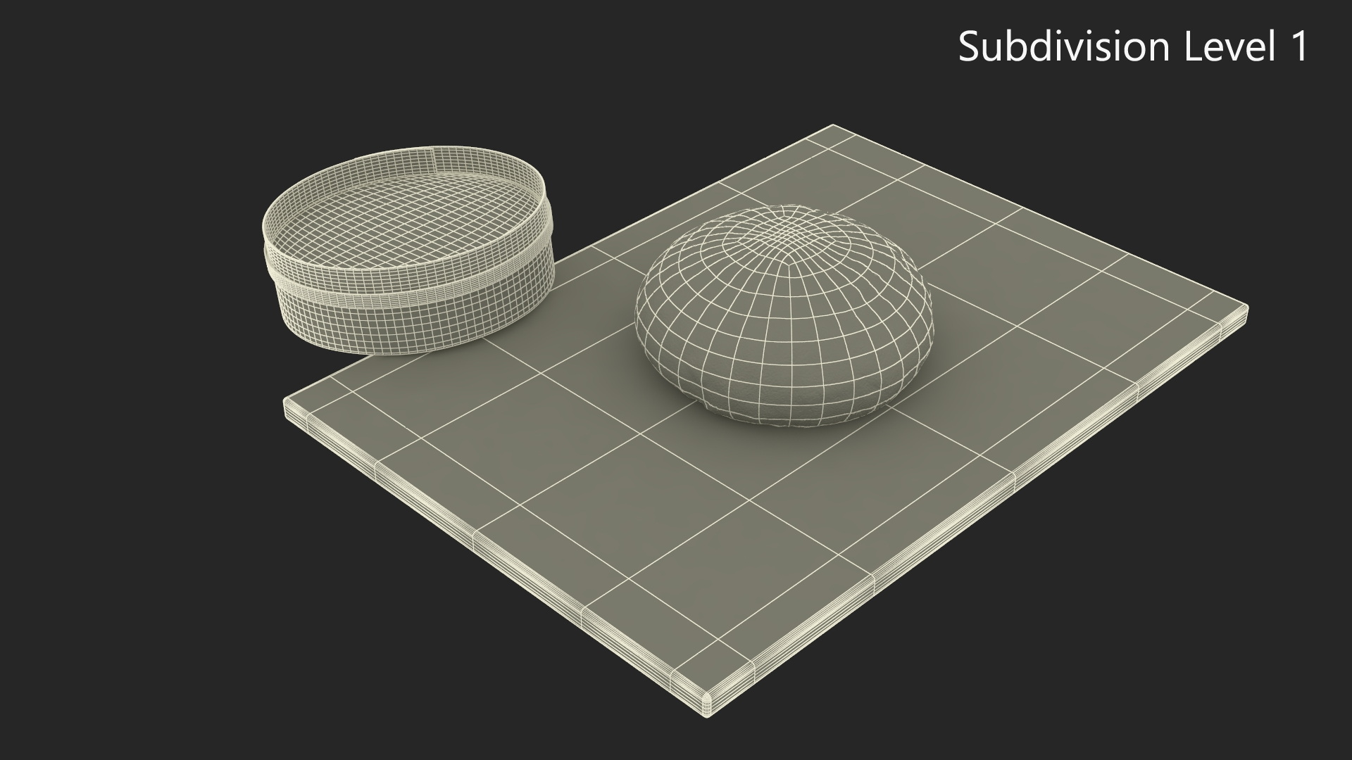 3D Fresh Raw Dough on Wooden Board and Sieve