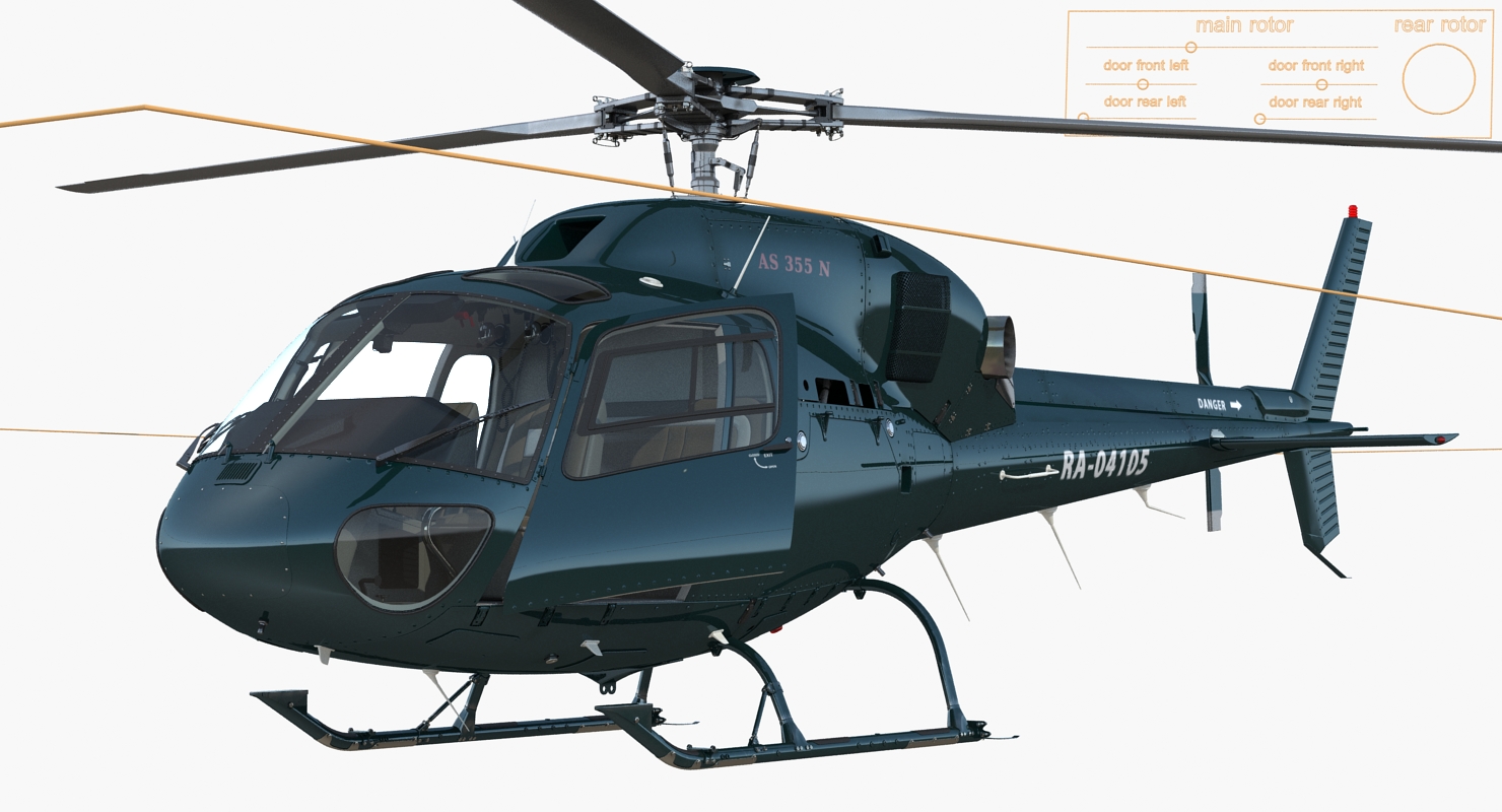 3D Helicopter Eurocopter AS 355N Rigged