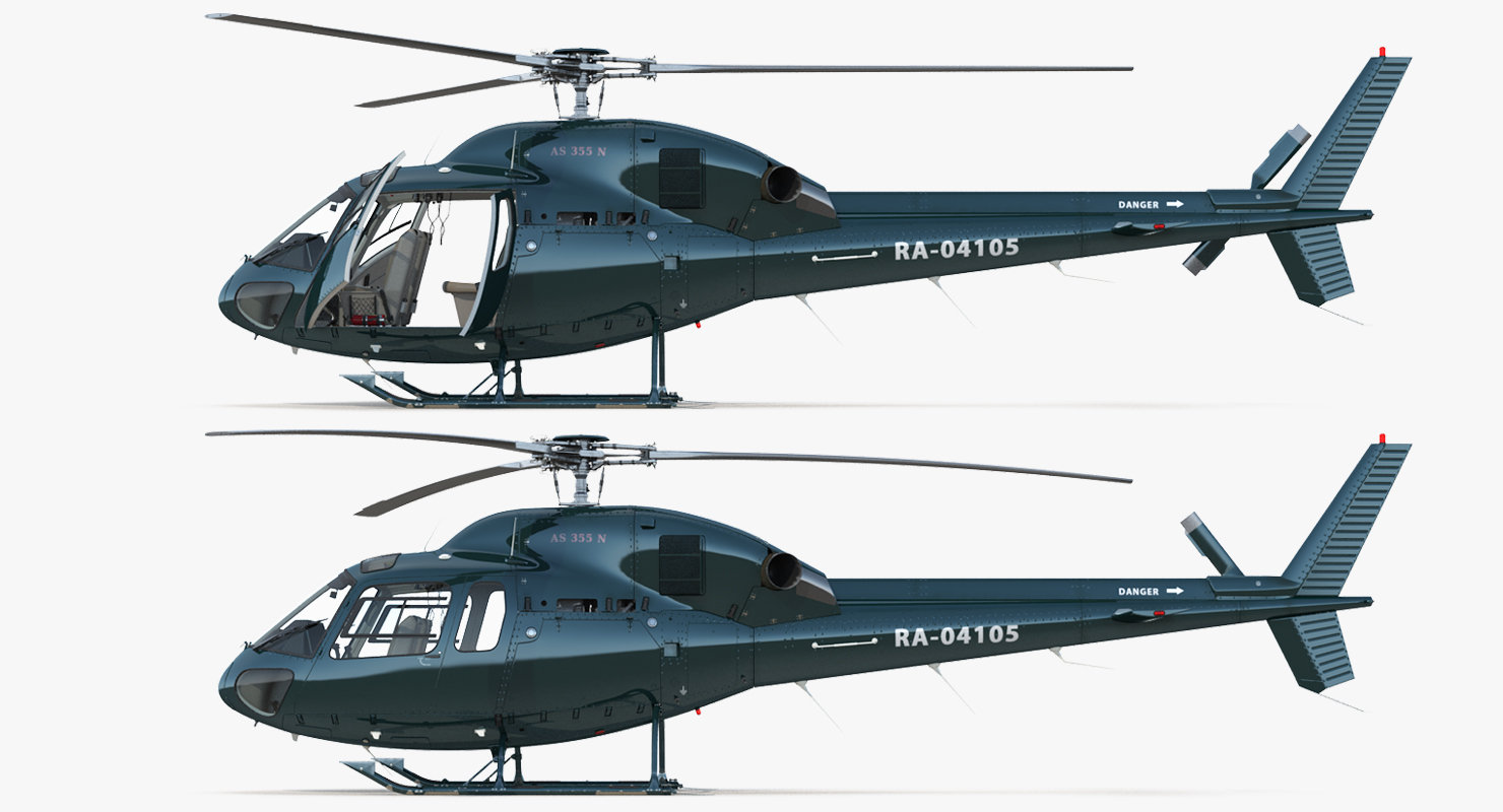 3D Helicopter Eurocopter AS 355N Rigged