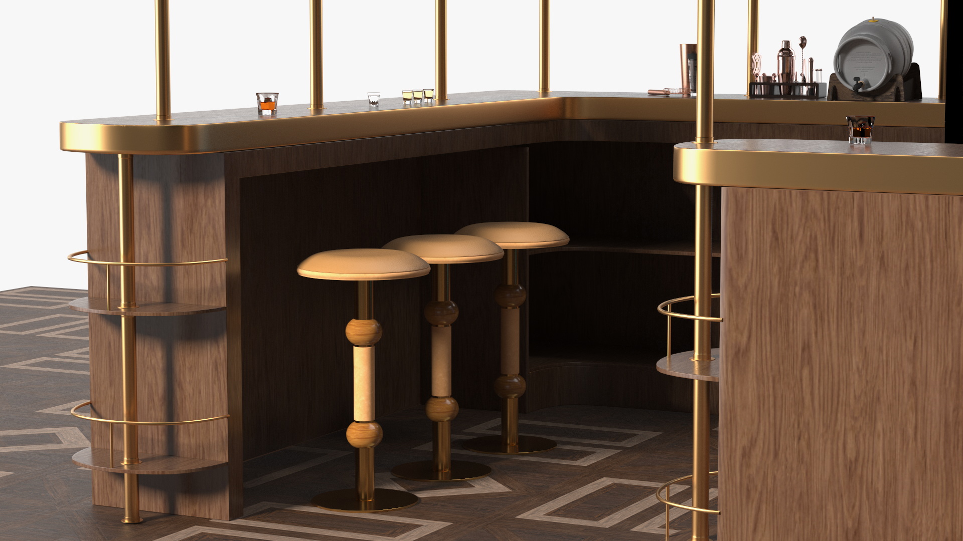 Modern Home Bar Furniture Set 3D model