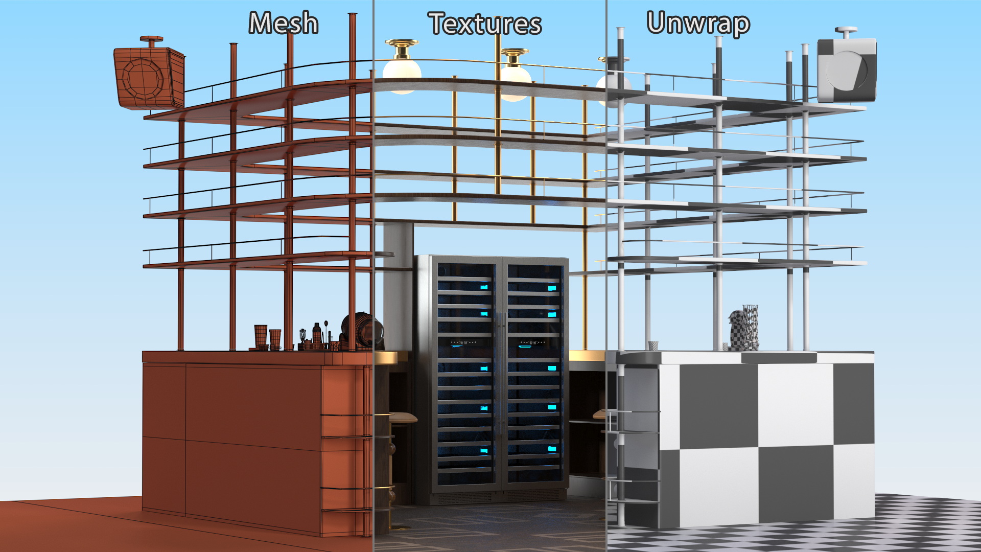 Modern Home Bar Furniture Set 3D model