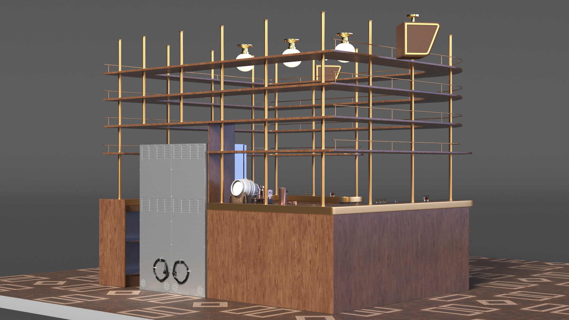 Modern Home Bar Furniture Set 3D model