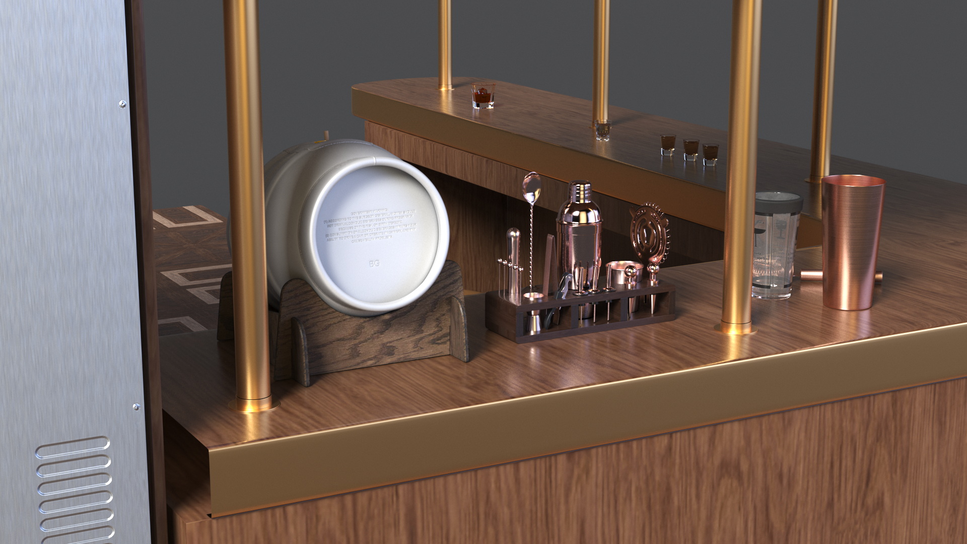 Modern Home Bar Furniture Set 3D model