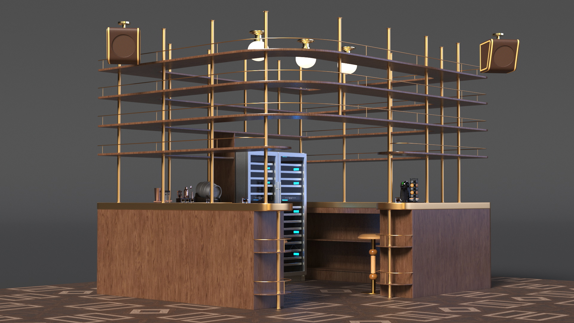 Modern Home Bar Furniture Set 3D model