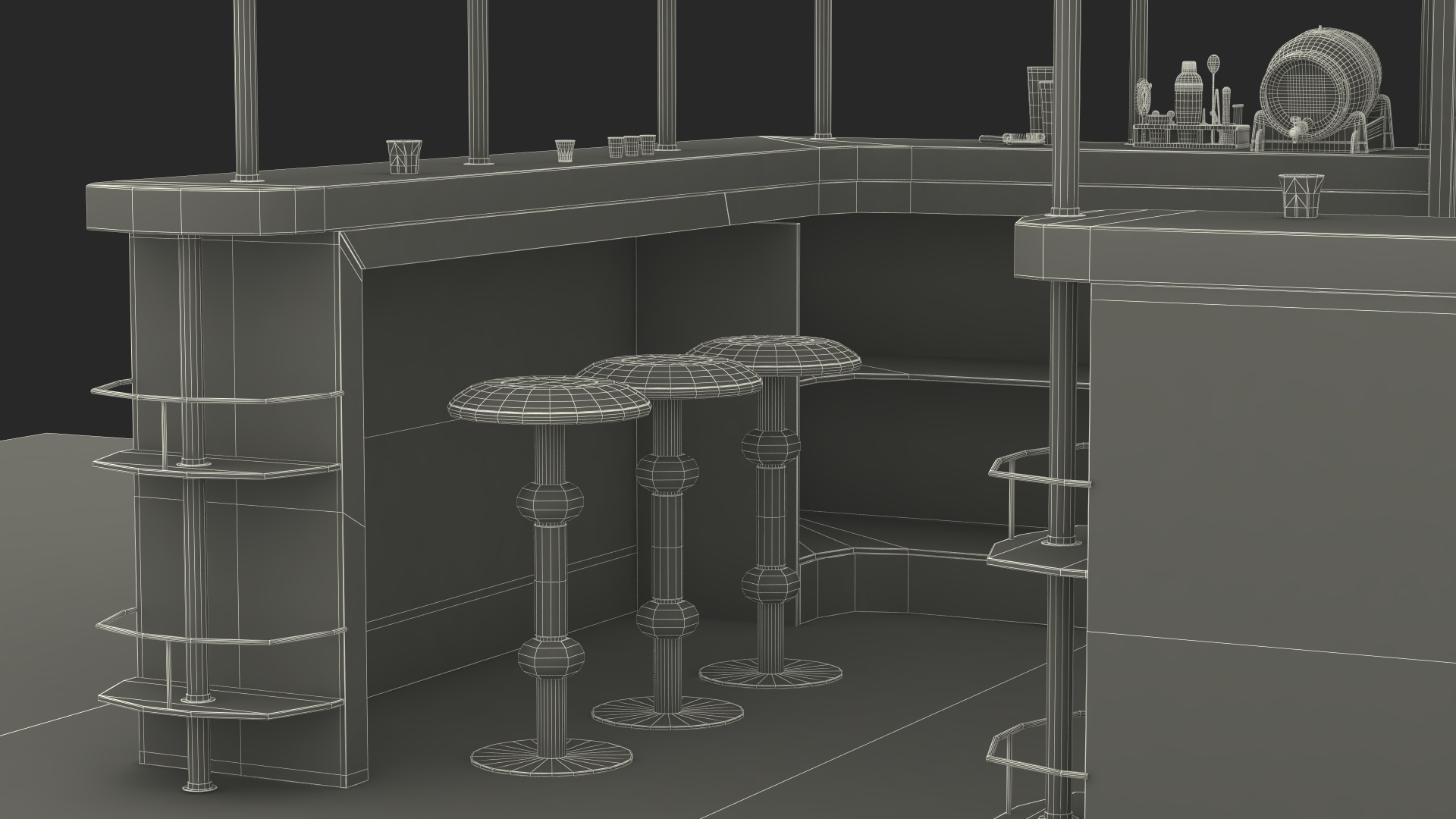 Modern Home Bar Furniture Set 3D model