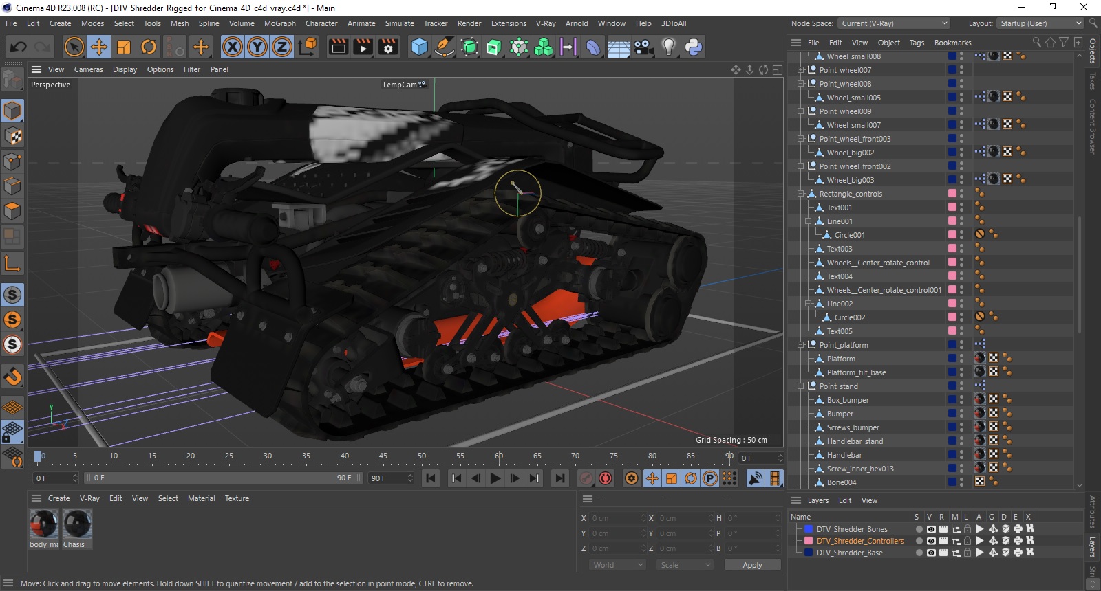 3D DTV Shredder Rigged for Cinema 4D model