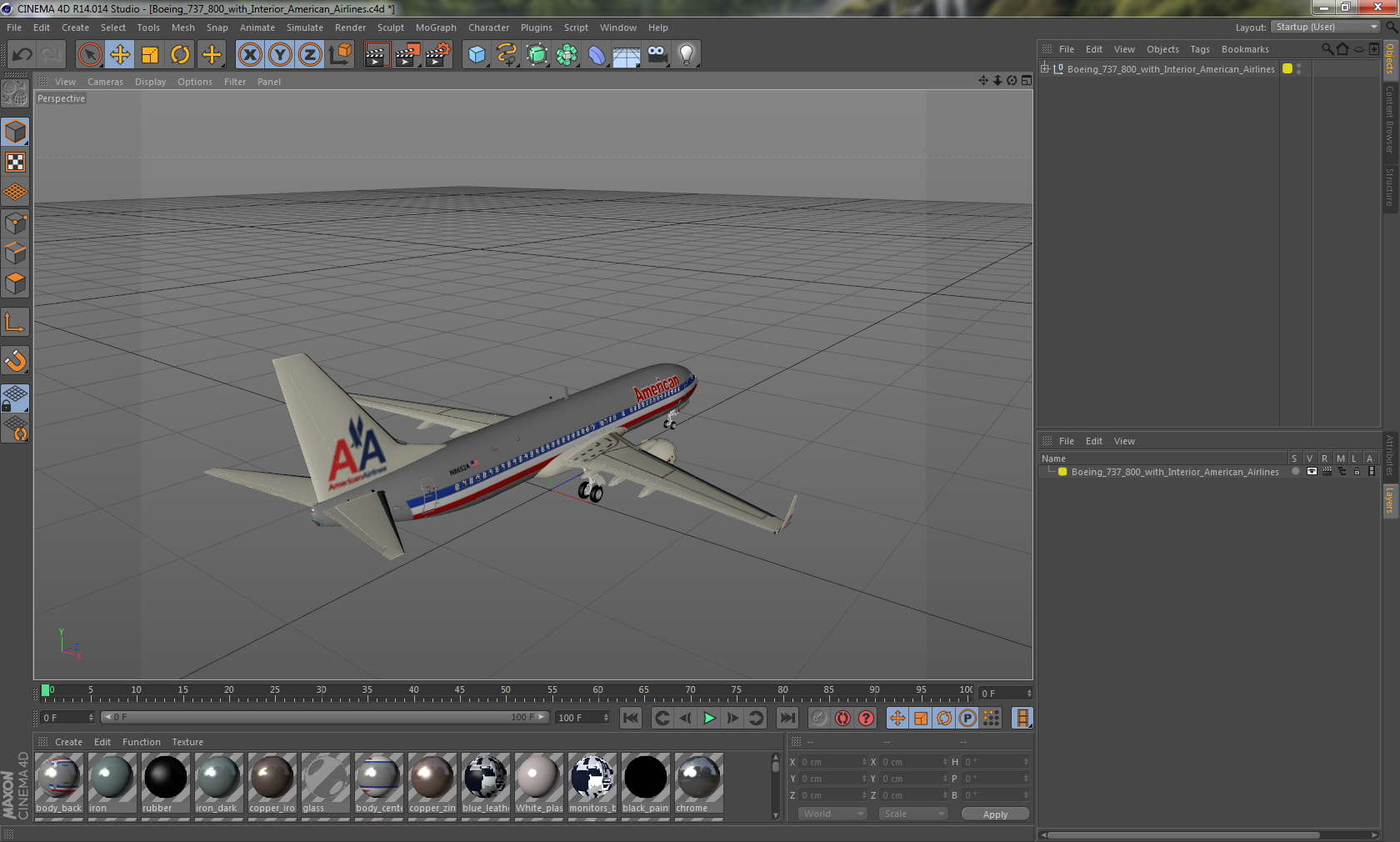 3D Boeing 737 800 with Interior American Airlines