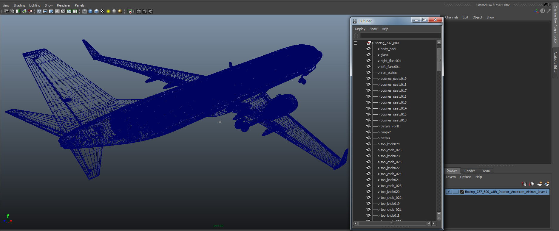 3D Boeing 737 800 with Interior American Airlines