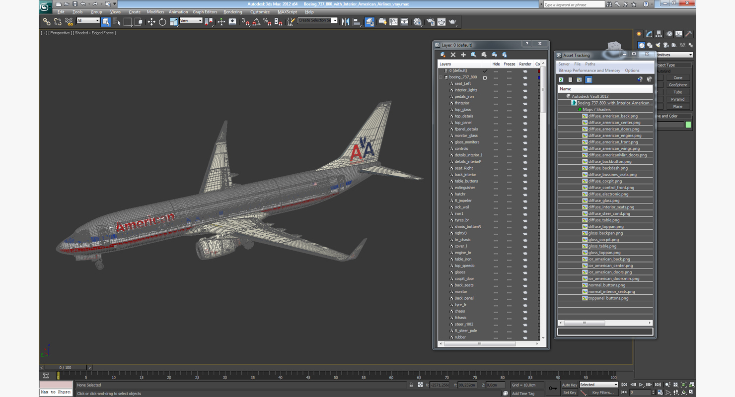 3D Boeing 737 800 with Interior American Airlines