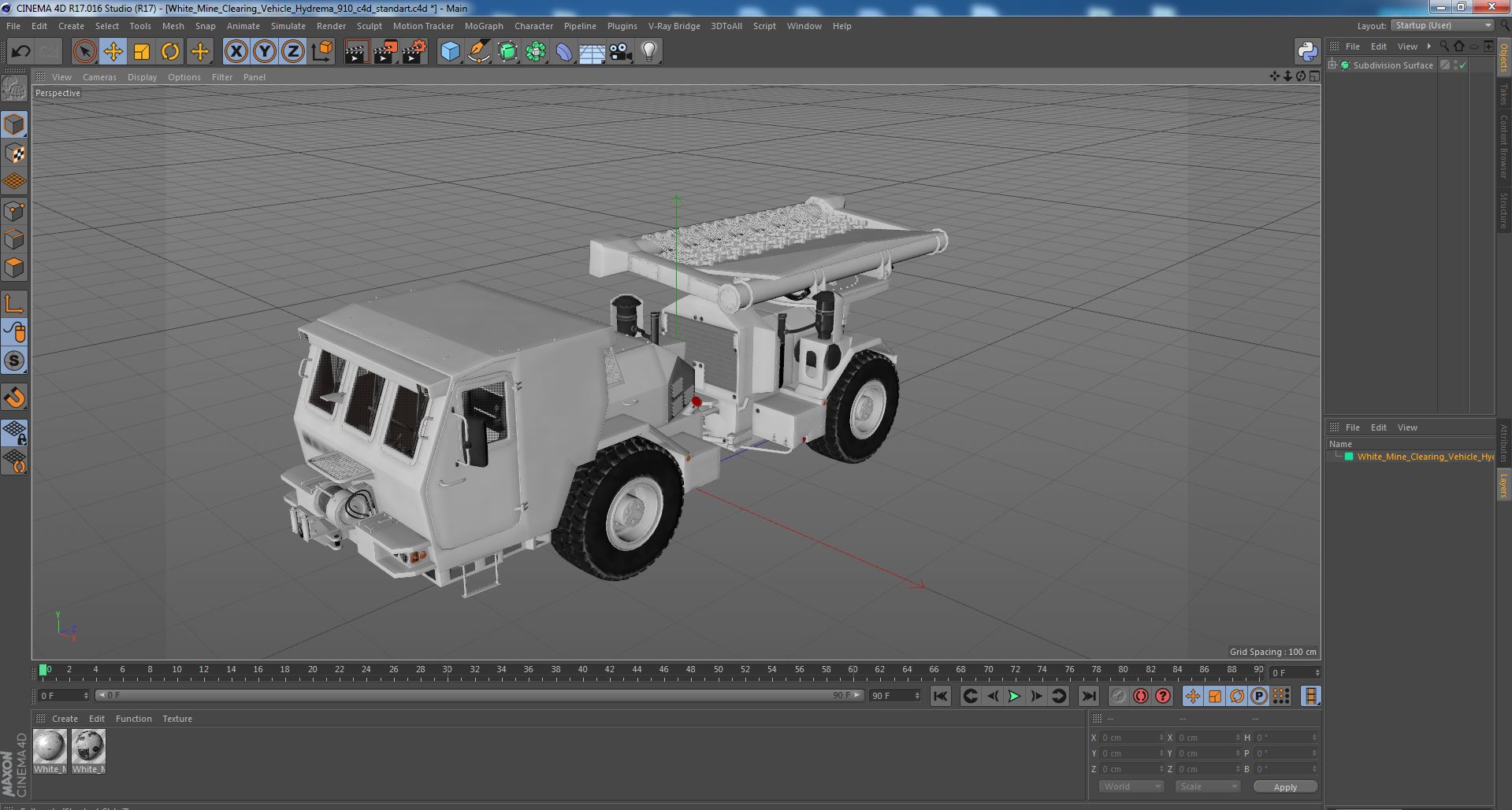 White Mine Clearing Vehicle Hydrema 910 3D model