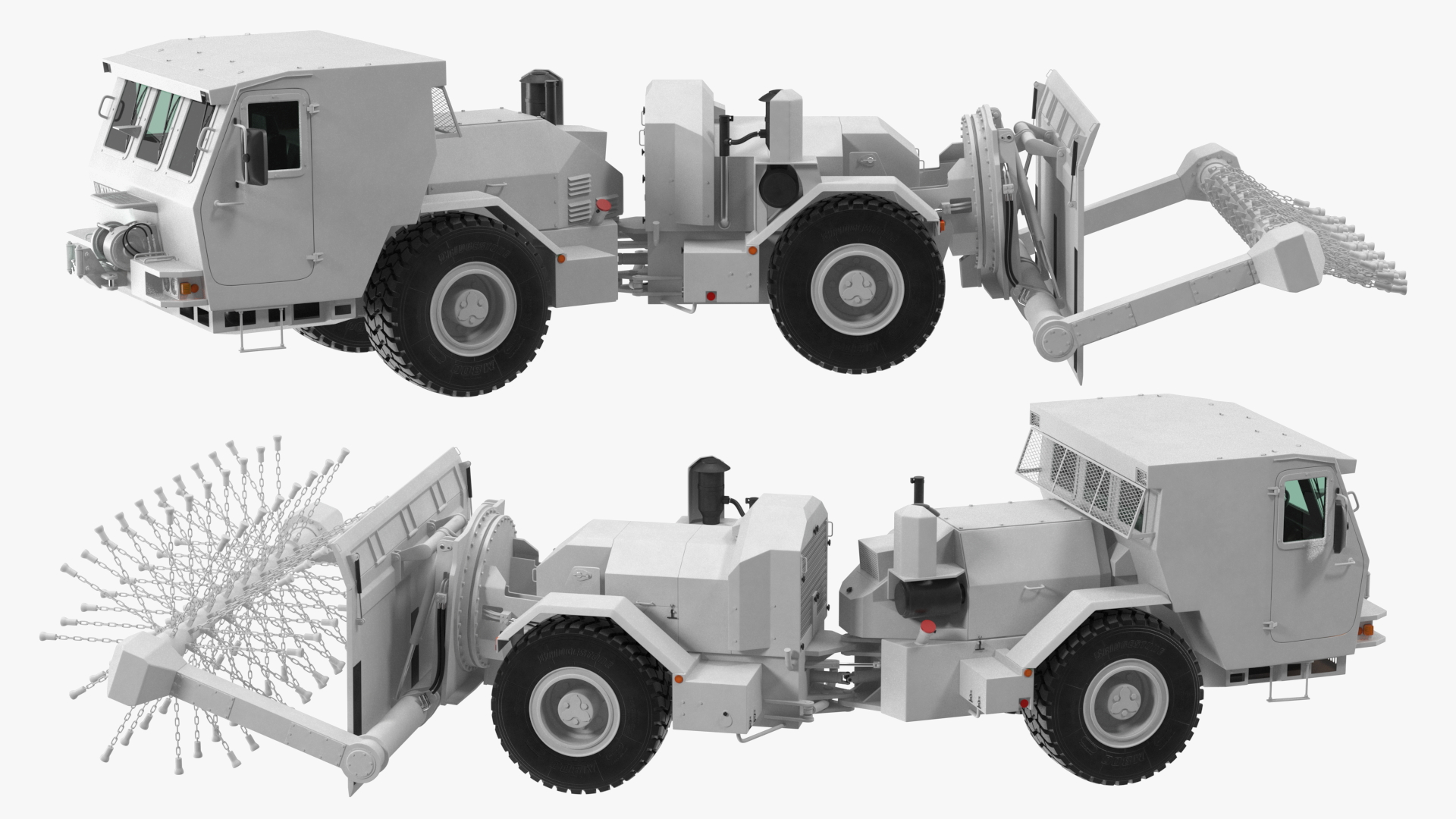 White Mine Clearing Vehicle Hydrema 910 3D model