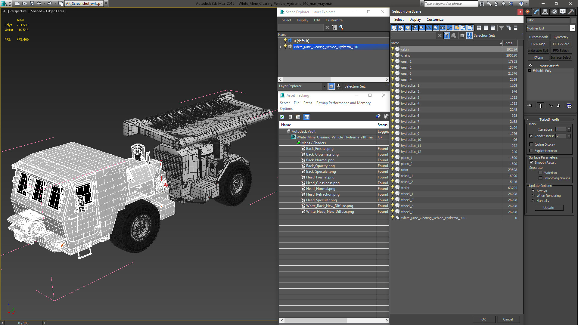 White Mine Clearing Vehicle Hydrema 910 3D model