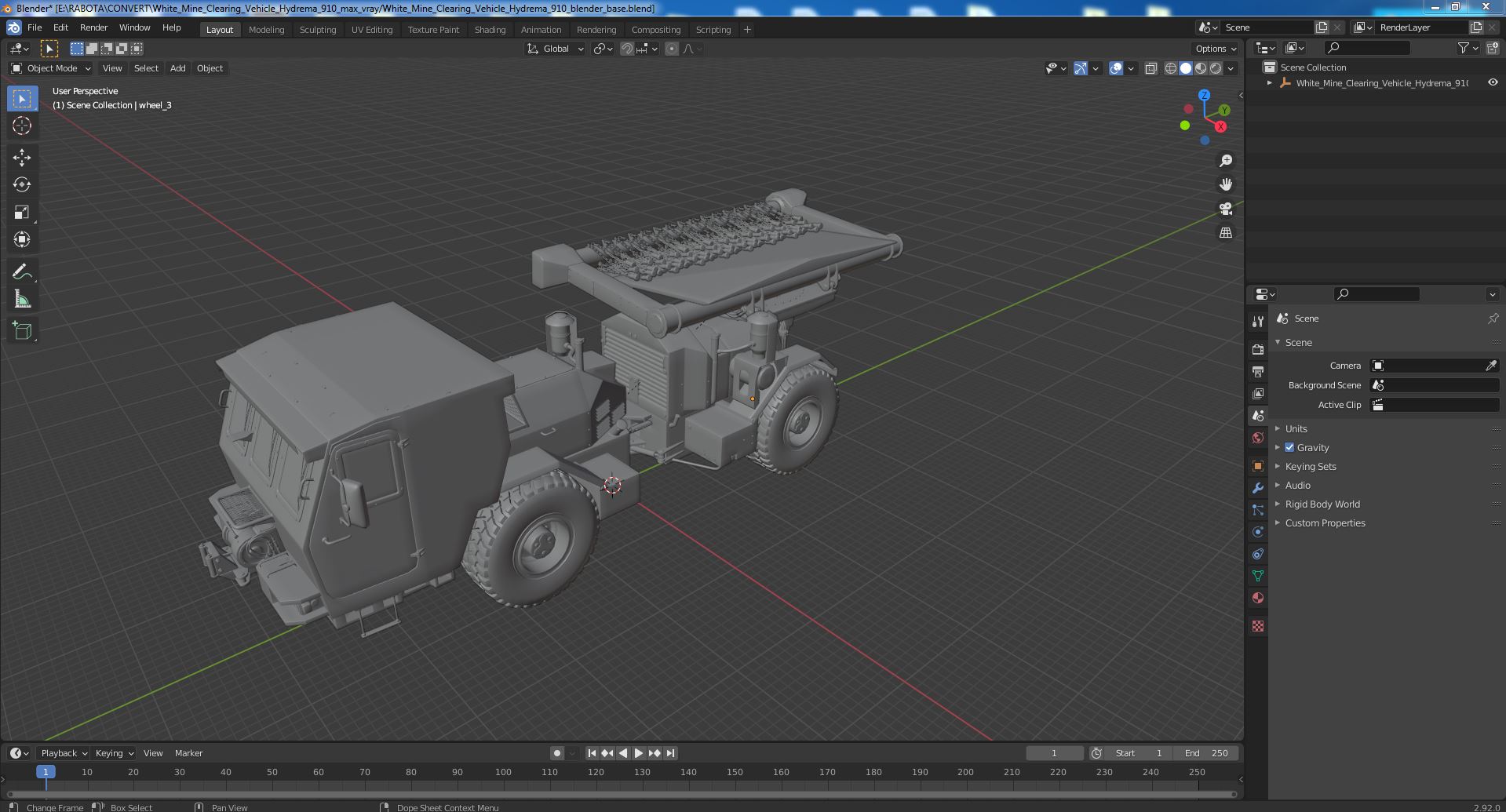 White Mine Clearing Vehicle Hydrema 910 3D model